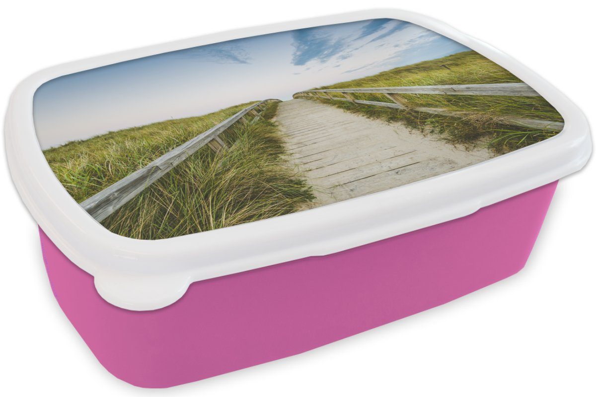 Himmel, Kunststoff Weg Snackbox, rosa Erwachsene, (2-tlg), Kunststoff, Kinder, Strand MuchoWow Mädchen, Brotdose für Lunchbox Brotbox - -