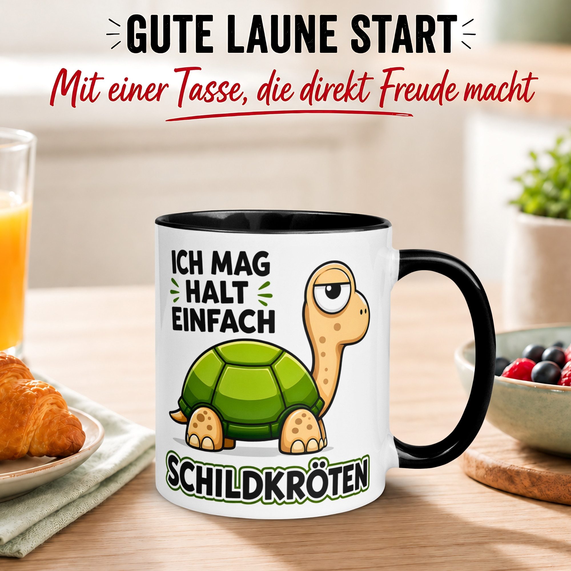 Momentals Tasse Schildkröte – „Ich mag halt einfach Schildkröten“ – lustiges Geschenk, Gratis Versand · Links-&Rechtshänder · Spülmaschinenfest