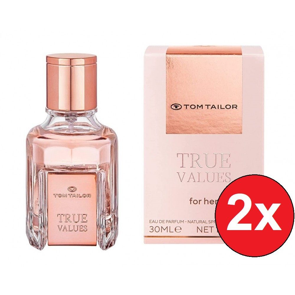 TOM TAILOR Eau de Parfum True Values für Sie EDP 2x 30 ml Damendüfte Duft Frauen Parfum, 2-tlg., Intensiv fruchtig blumig Parfüm Geschenk für Damen Frauen Mädchen