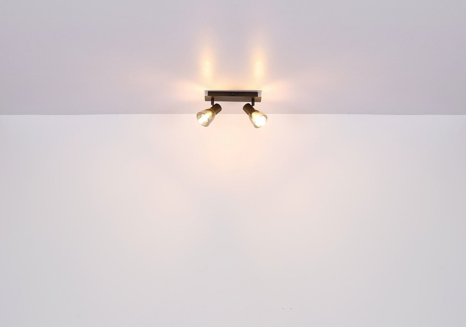 Globo Deckenstrahler CLAUDE, Schwarz matt, ohne 2-flammig Leuchtmittel, 30 Deckenlampe, Metall, Glas, Rauchfarben, Breite cm