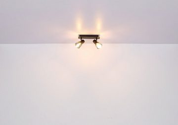 Globo Deckenstrahler CLAUDE, Schwarz matt, Rauchfarben, Breite 30 cm, ohne Leuchtmittel, Deckenlampe, Glas, Metall, 2-flammig