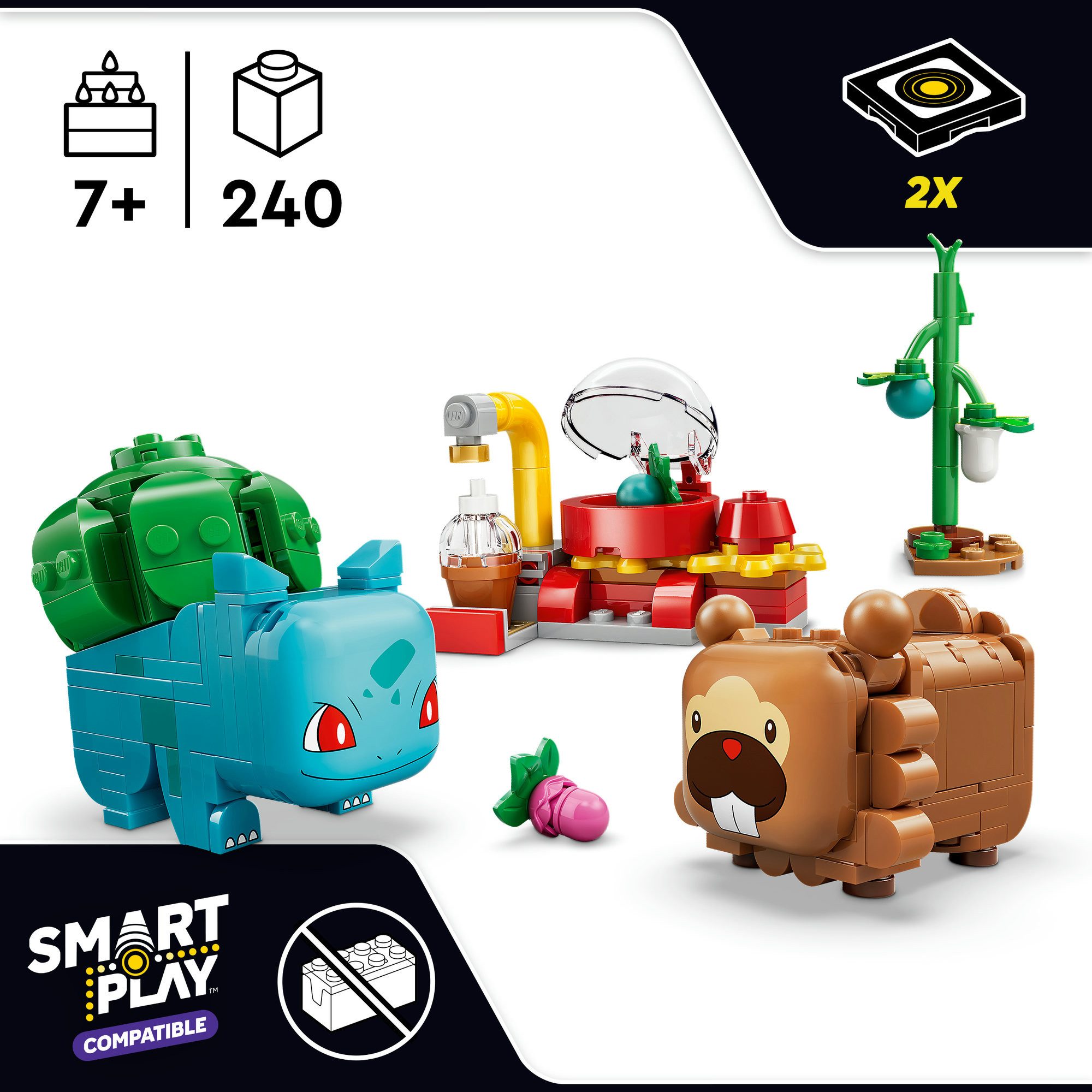 LEGO® SMART Play: Beerenfete mit Bisasam und Bidiza (72155), LEGO Pokémon Konstruktionsspielsteine, (240 St), Mit SMART Brick kombatibel (nicht enthalten)