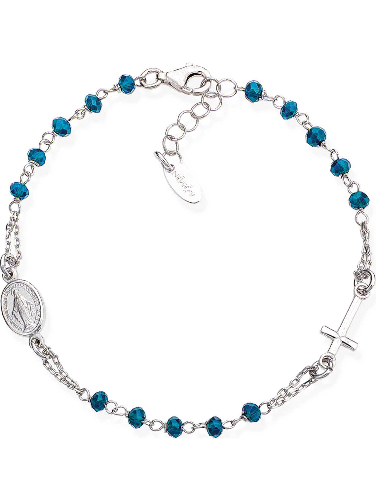 Amen Silberarmband Amen Damen-Armband 925er Silber Glasstein, Modern dunkelblau, silber