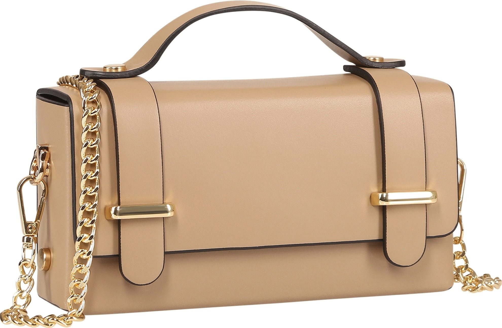 Toscanto Handtasche Toscanto Damen Handtasche Leder Tasche (Handtasche), Damen Handtasche Leder, taupe, dunkelbeige ca. 19cm x ca. 10cm