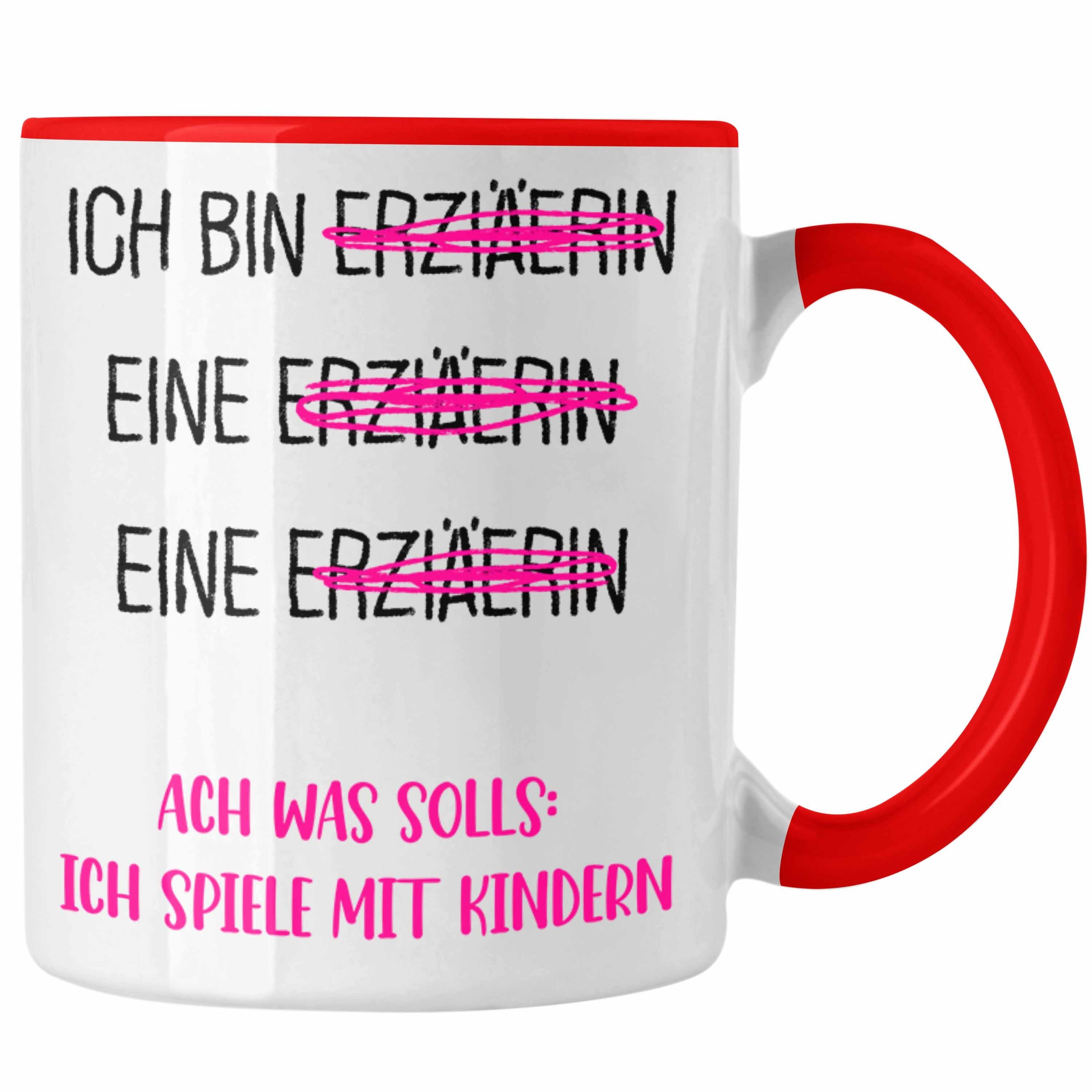 Trendation Tasse Tasse Geschenk für Erzieherin Spruch Kindergärtnerin Geschenkidee Rot