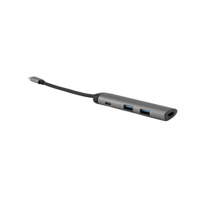 Verbatim USB-C Multiport-Hub 49140 USB-Adapter USB 3.0 HDMI Schnellladeanschluss 15 cm Kabellänge für Notebook oder Smartphone silber