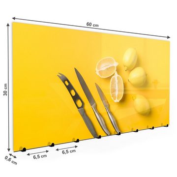 Primedeco Garderobenpaneel Magnetwand und Memoboard aus Glas Zitronen und Messer