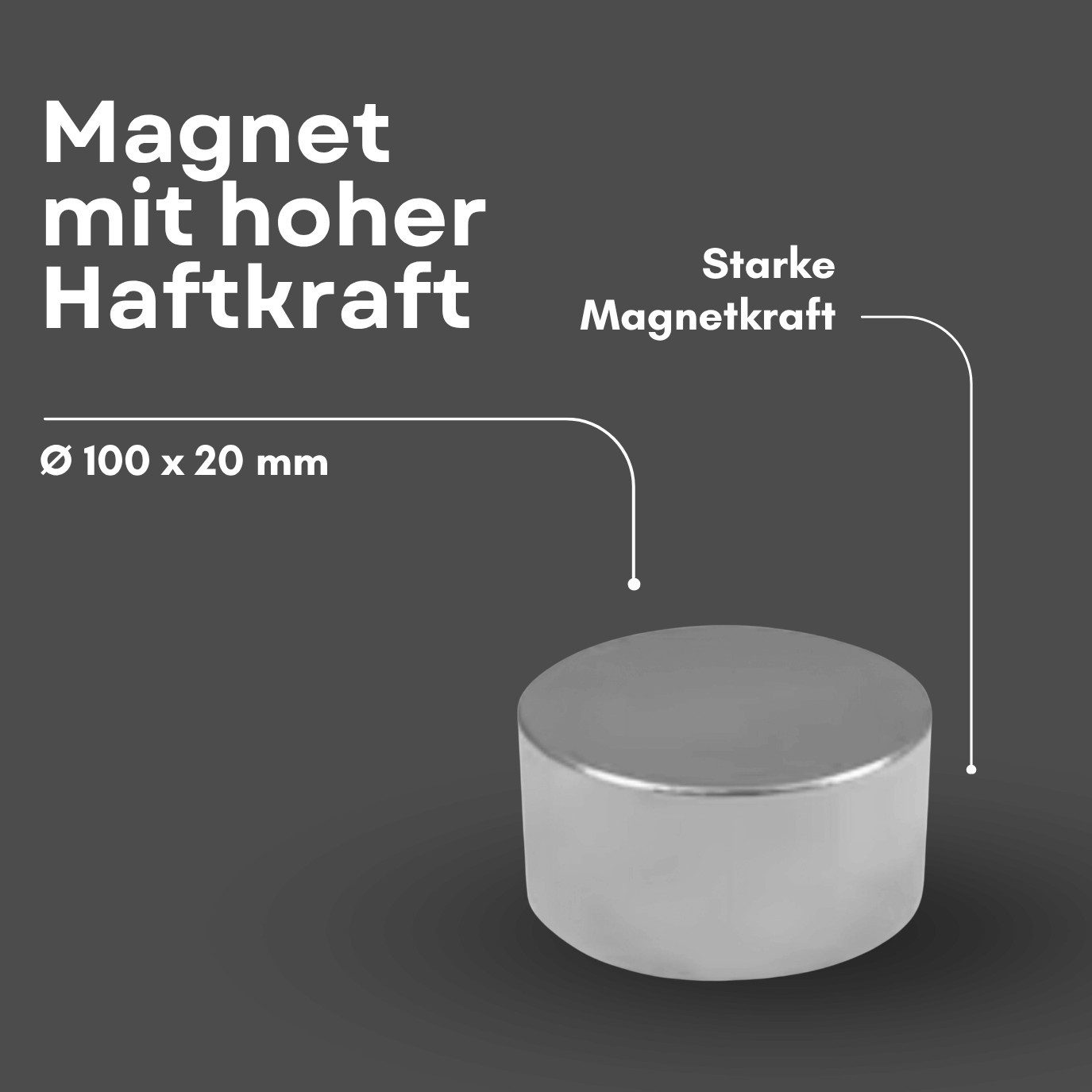 MaajeeKuto Magnet Neodym Magnet Ø100x20 mm N48 – Scheibenmagnet 227 kg (1-St)