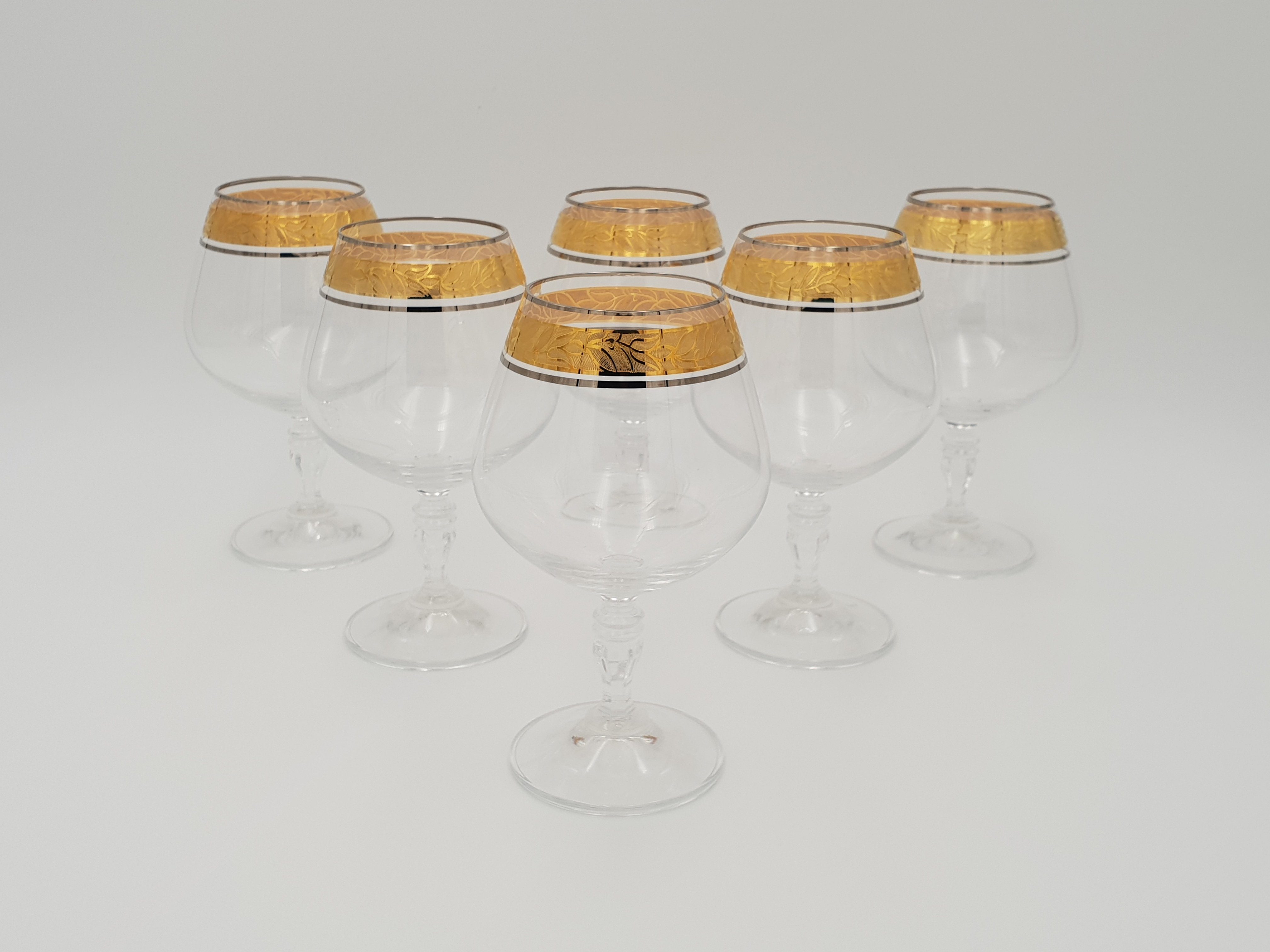 Cognacglas (Gold, Kristallglas, Set, Victoria Kristallglas, Gravur Platin) 6er Cognacgläser Crystalex ml 380