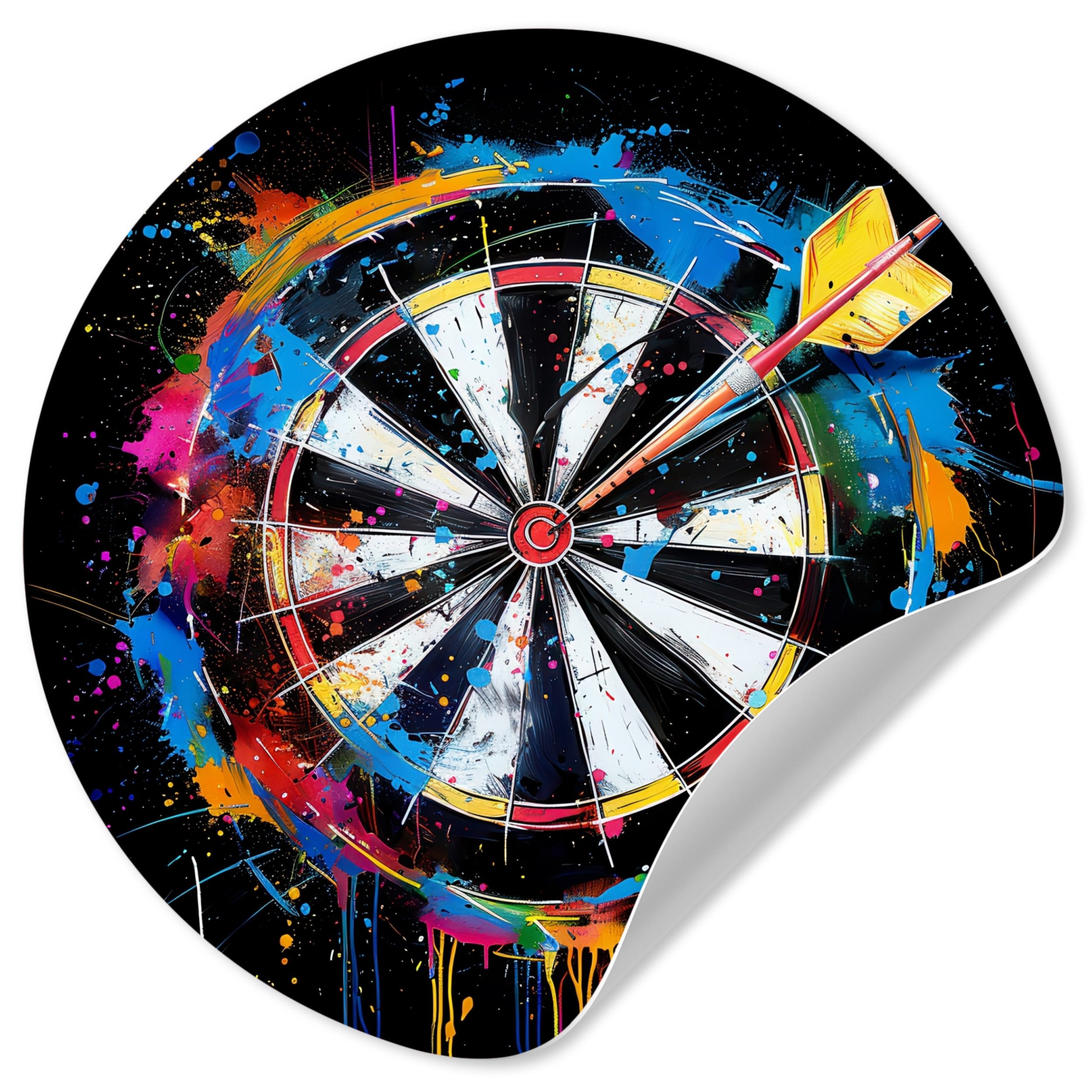 MuchoWow Wandsticker Graffiti - Sport - Darts - Dartscheibe (1 St), Tapetensticker Selbstklebend, Wandbild Wohnzimmer, 80x80 cm