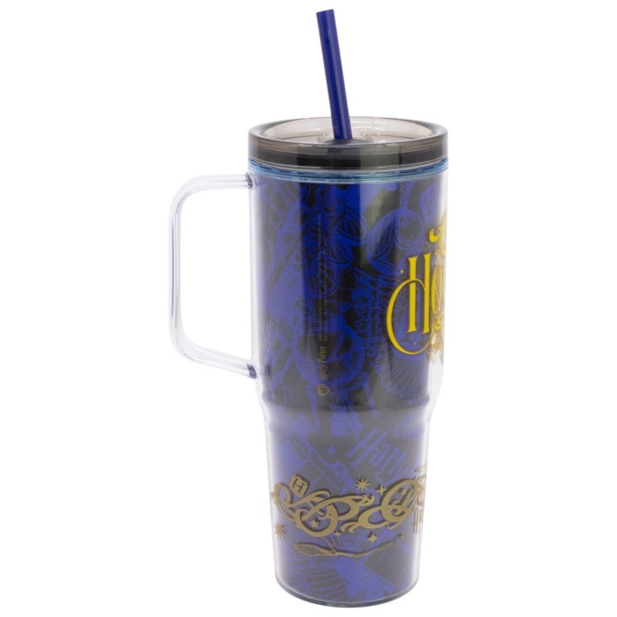 Harry Potter Trinkflasche Trinkbecher mit Strohhalm und Henkel Doppelwandig 860 ml