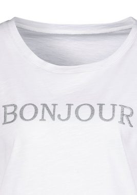 Vivance T-Shirt mit modischem Frontdruck "Bonjour"