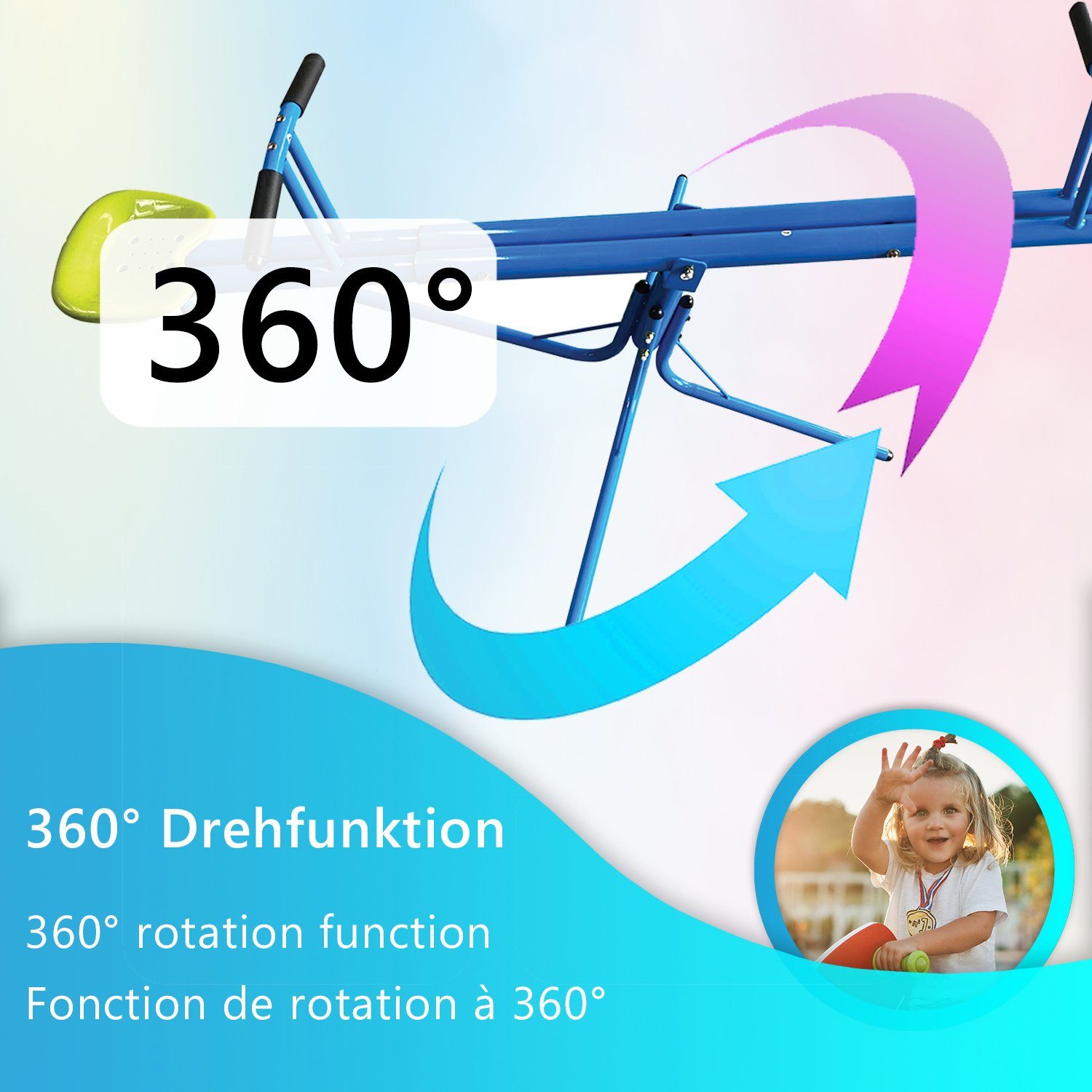 Wippe Für Kinder 360-Grad Karusselwippe Für Garte Produktbild-Vorschau 9