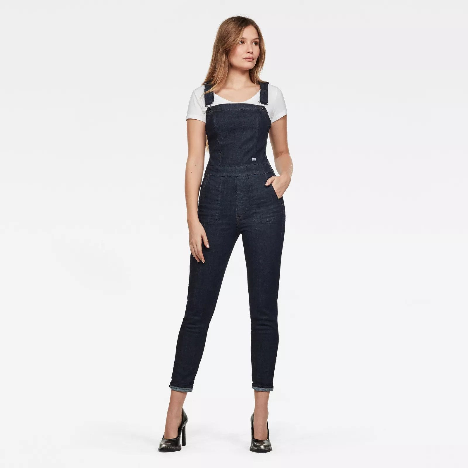 G-STAR Jumpsuit Damen Blau Denim Eyevi Slim Jumpsuit Womens 3D Raw Denim Größe: M (1-tlg) Eyevi Slim Jumpsuit wmn 3D Raw Denim Size M