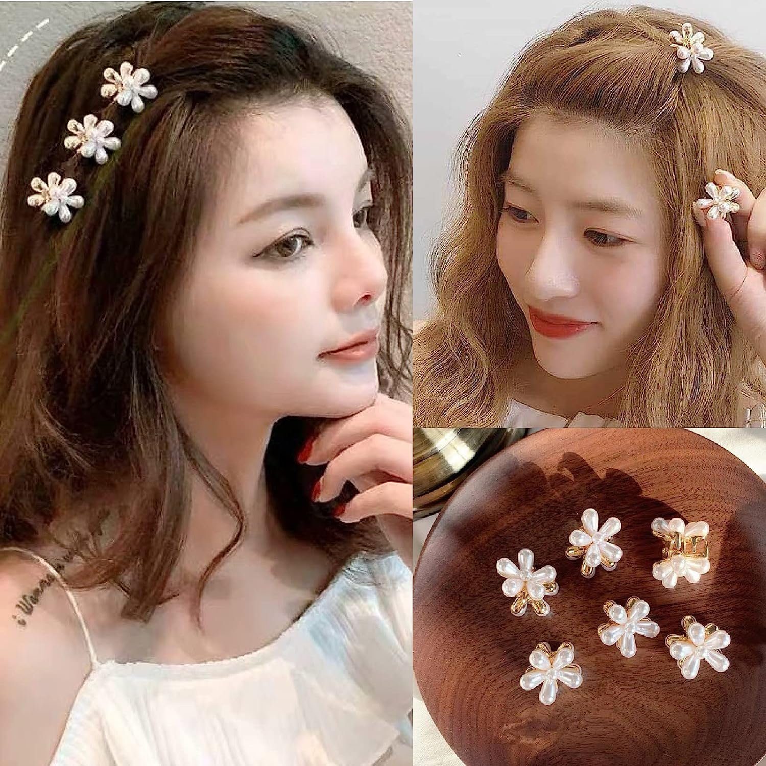 15er-Pack WaKuKa Blumen Diadem mit Mini-Haarspangen-Haarschmuck (15-tlg)
