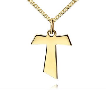 JEVELION Kreuzkette Antoniuskreuz 585 Gold - Made in Germany (Goldkreuz, für Damen und Herren), Mit Kette vergoldet- Länge wählbar 36 - 70 cm.