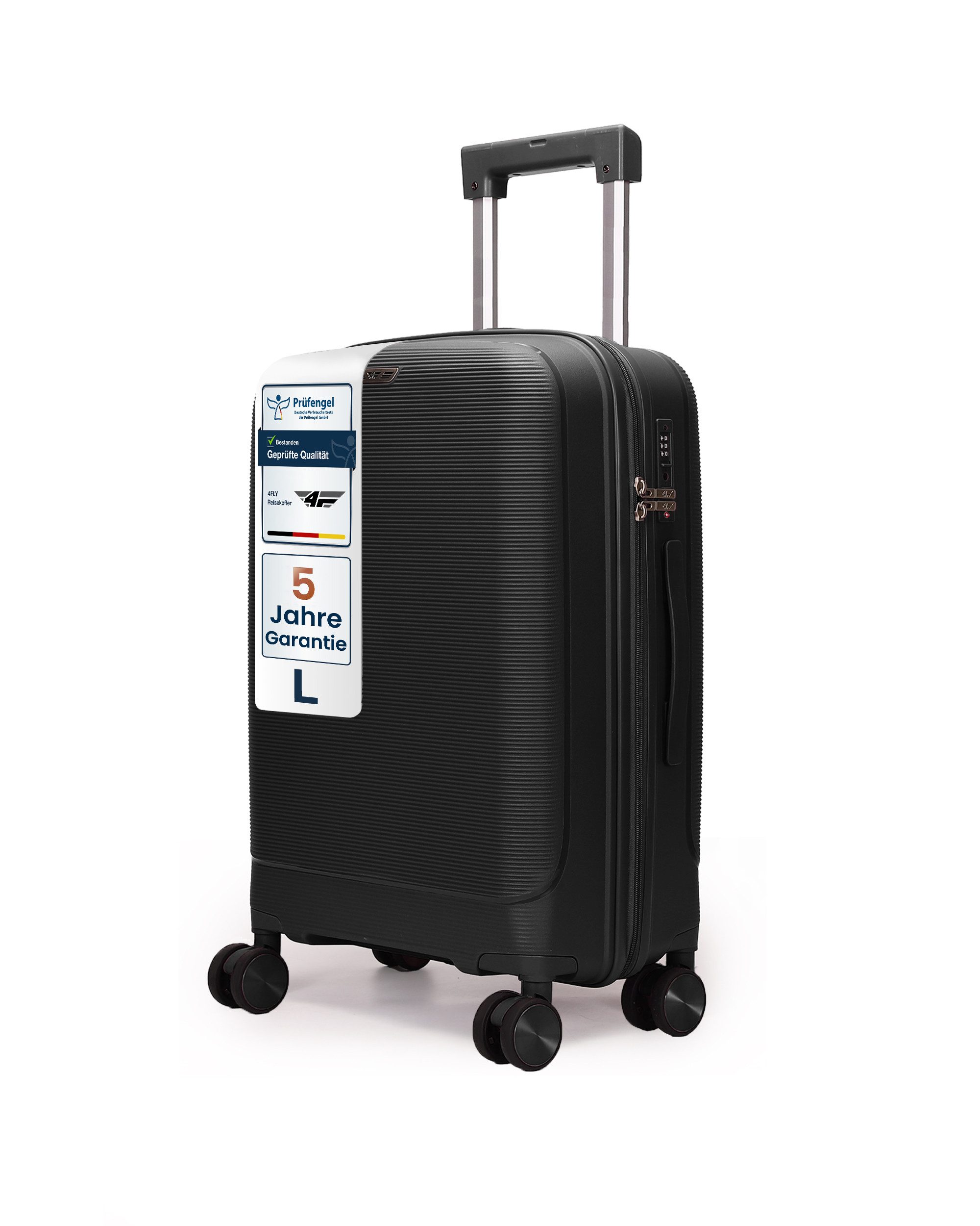 4FLY Hartschalen-Trolley CoreMatte Hartschale mit TSA-Schloss und Aluminium-Teleskopgriff, 4 Rollen, inkl. Schutzhülle und Aufhängehaken