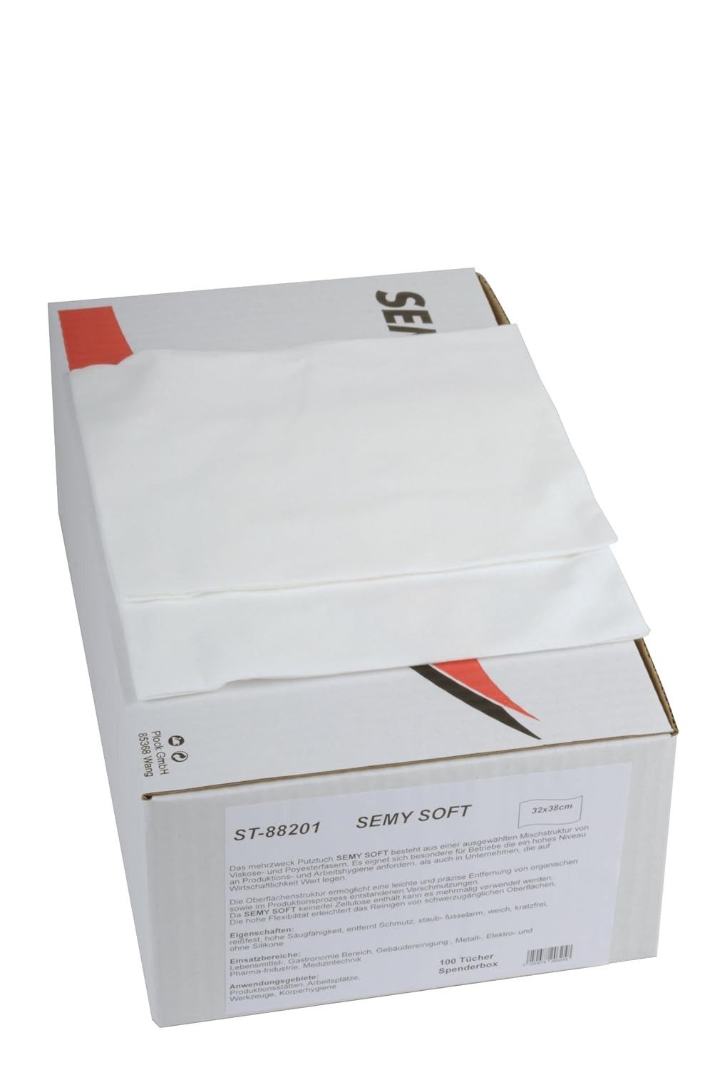 SemyTop Spezial-Putztuch in Spenderbox, weiß, 32 x 38 cm, 100 Tücher per Box Reinigungstücher (1 Spenderbox á 100 Tücher, lösungsmittelbeständig, reißfest, saugfähig, weich, silikonfrei)