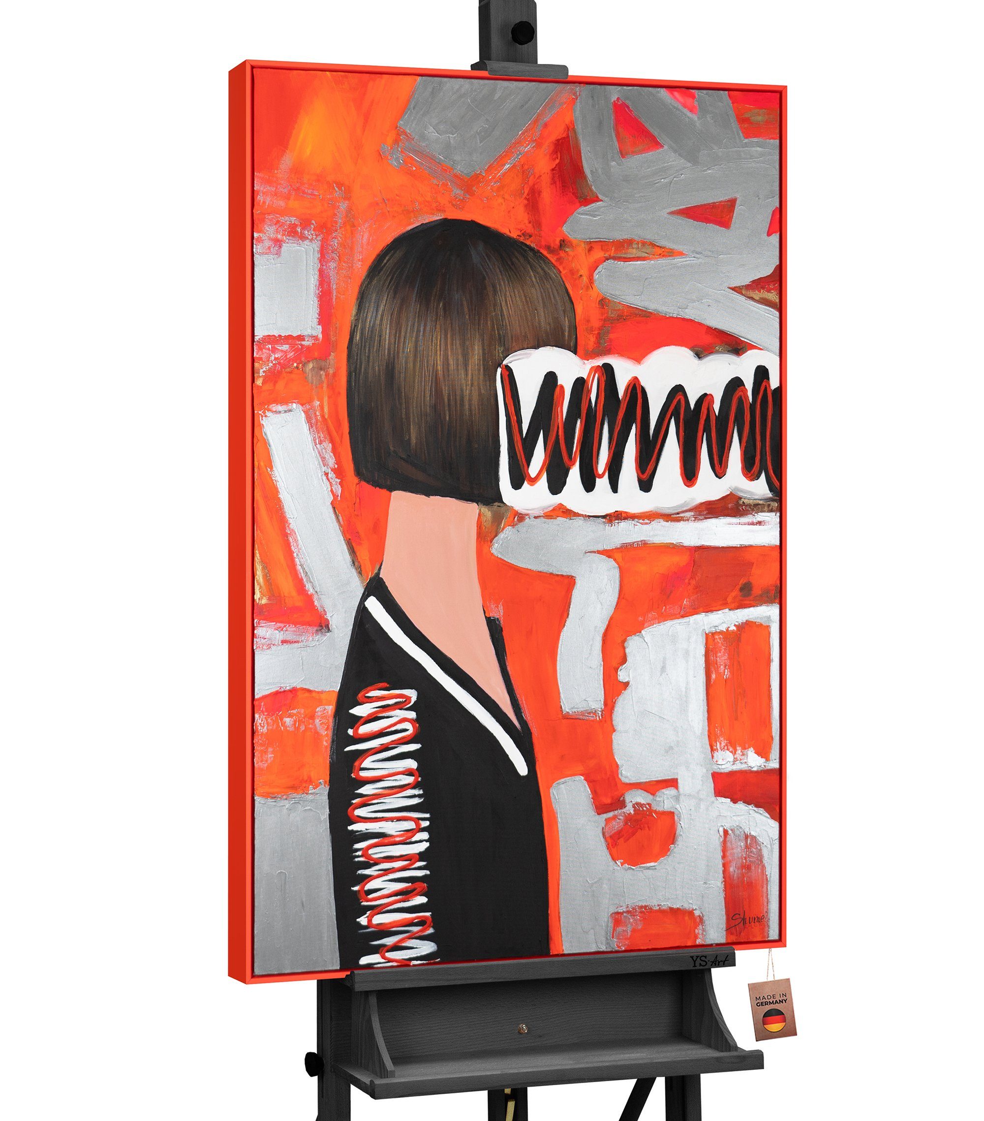 YS-Art Gemälde Abstrakte Emotion, Abstraktion Mit Rahmen in Rot