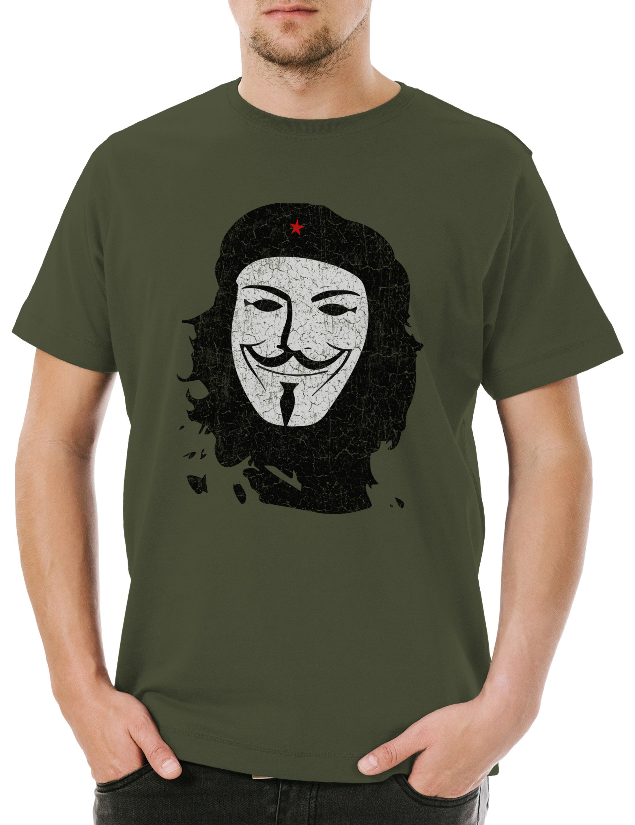 Print-Shirt Che Anonymous II Herren T-Shirt Guevara Whistleblower Guy Mask Fawkes