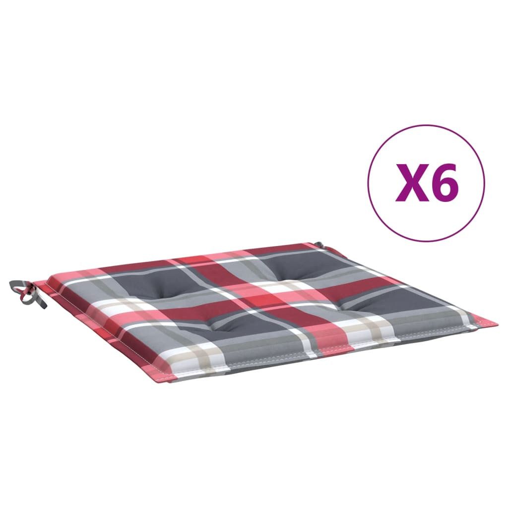 vidaXL Sitzauflage Gartenstuhl-Kissen 6Stk. Rot Karomuster günstig online kaufen
