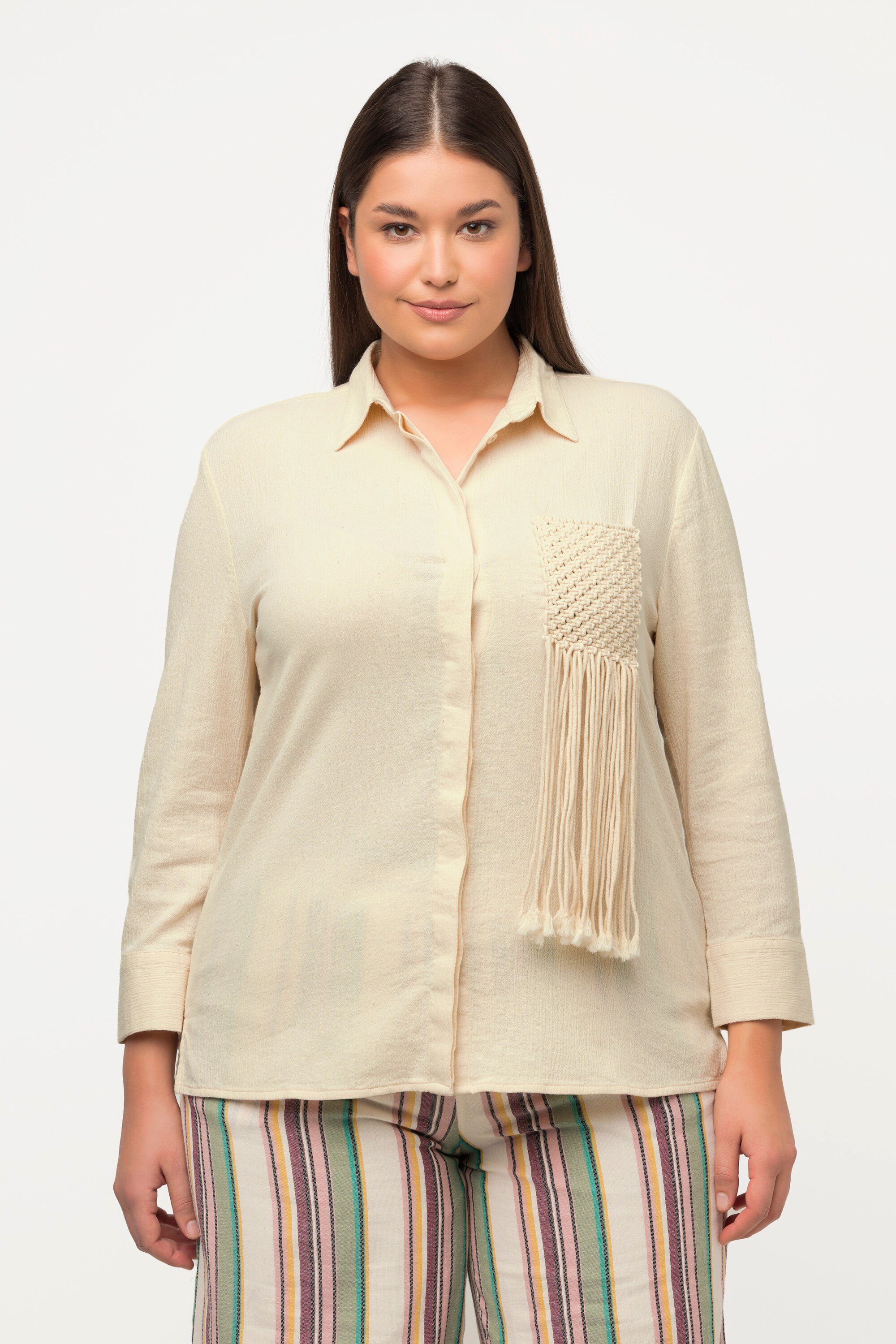 Hemdbluse Shirtbluse Struktur Hemdkragen Langarm