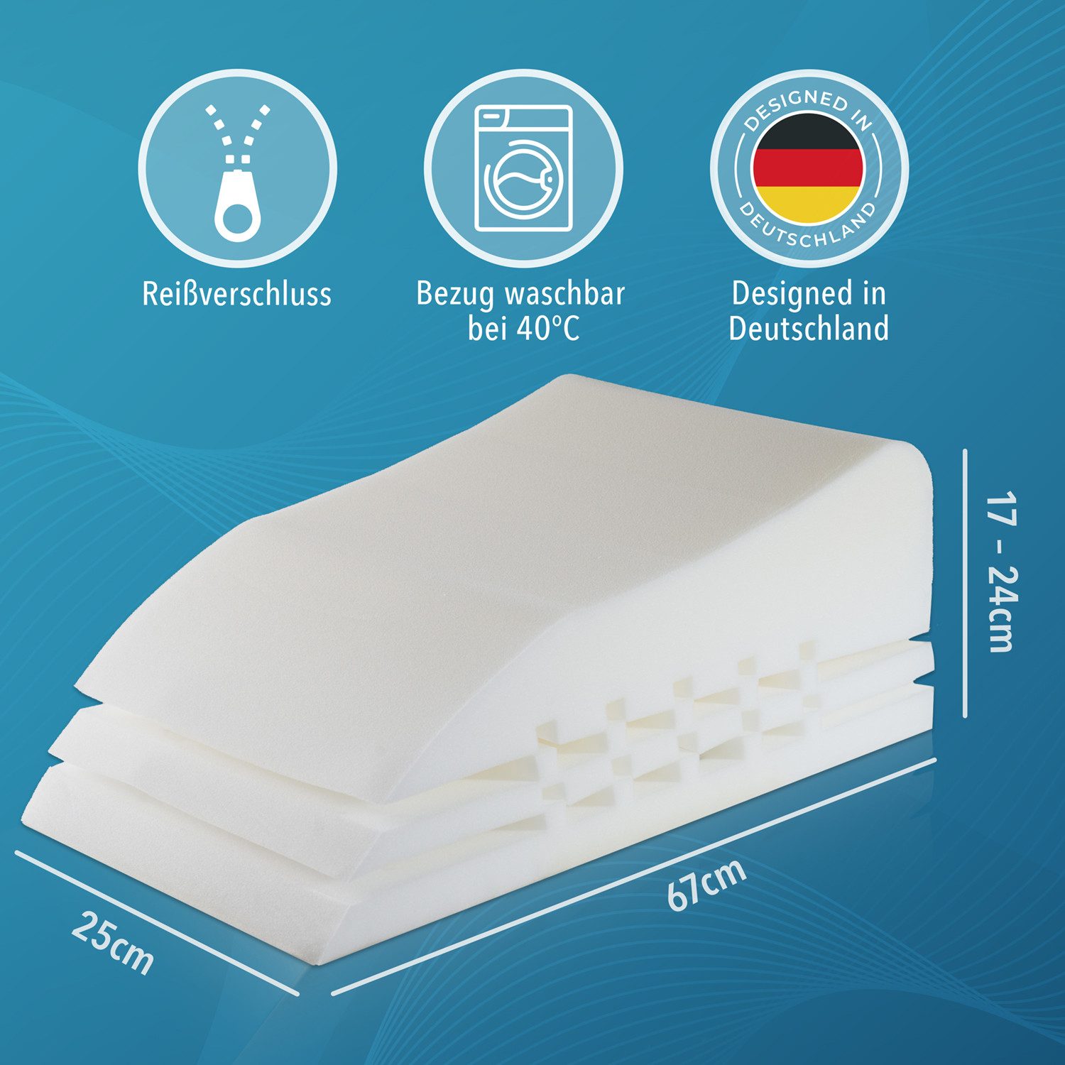 Blumtal Venenkissen Ergonomisches höhenverstellbares Venenkissen, Beinkissen gegen schwere Beine - erhältlich in zwei Farben