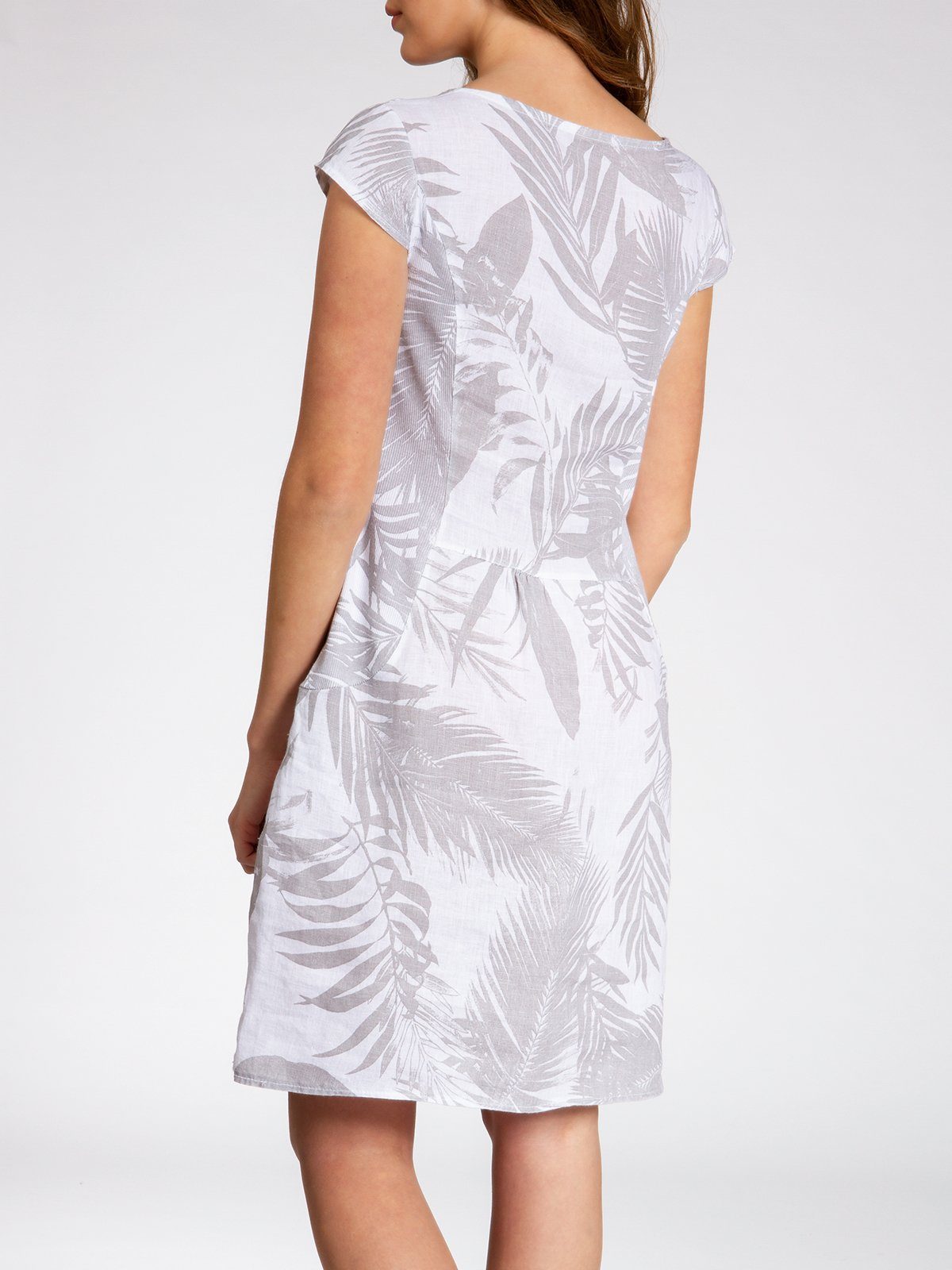 Caspar Sommerkleid SKL027 knielanges elegantes Damen Sommer Leinenkleid Luftig leicht, figurumspielende Form, mit seitlichem Jersey-Einsatz