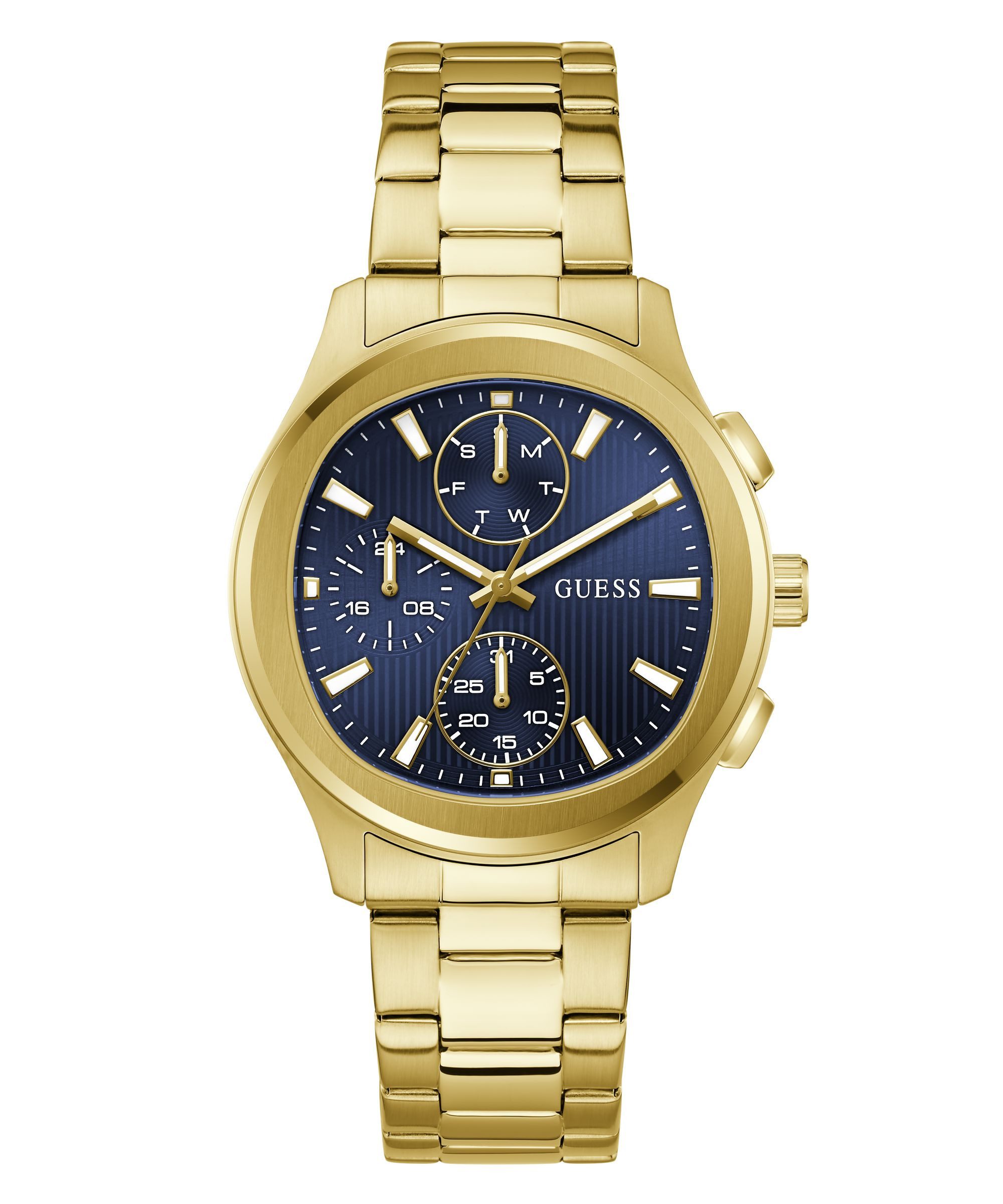 Guess Multifunktionsuhr PALMER GW1048G2, Quarzuhr, Armbanduhr, Herrenuhr, Edelstahlarmband, analog, Wochentag