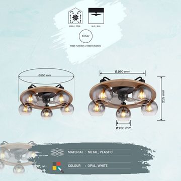 Globo Deckenventilator Deckenventilator mit Licht Deckenleuchte Wohnzimmer Rauchglas
