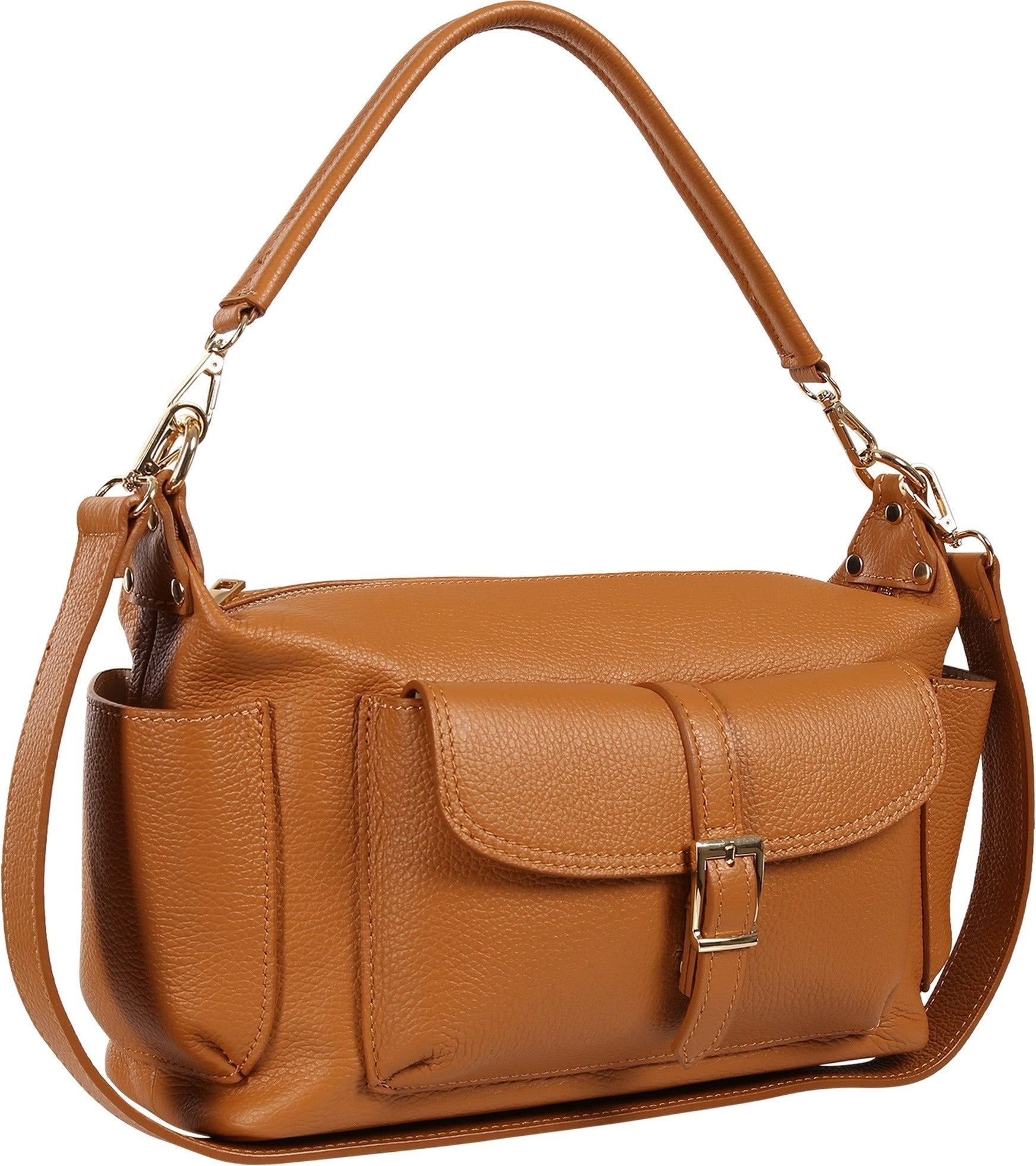Toscanto Schultertasche Toscanto Damen Schultertasche Leder (Schultertasche), Damen Leder Schultertasche, braun, tan ca. 34cm