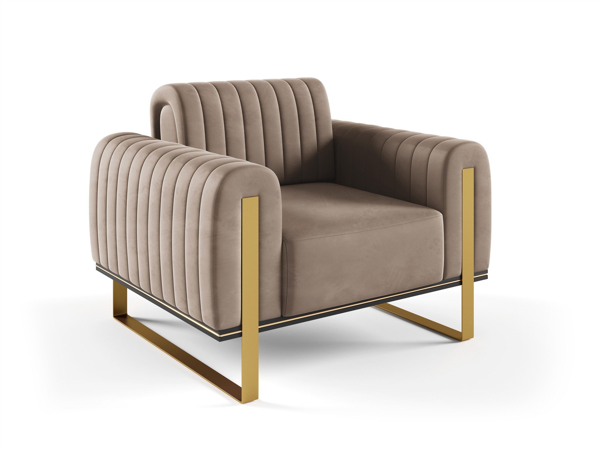 Fun Möbel Sessel Designersessel VALERIE in Stoff Elisa Velvet (Auch im 3-2-1 Set erhältlich), Rücken echt bezogen