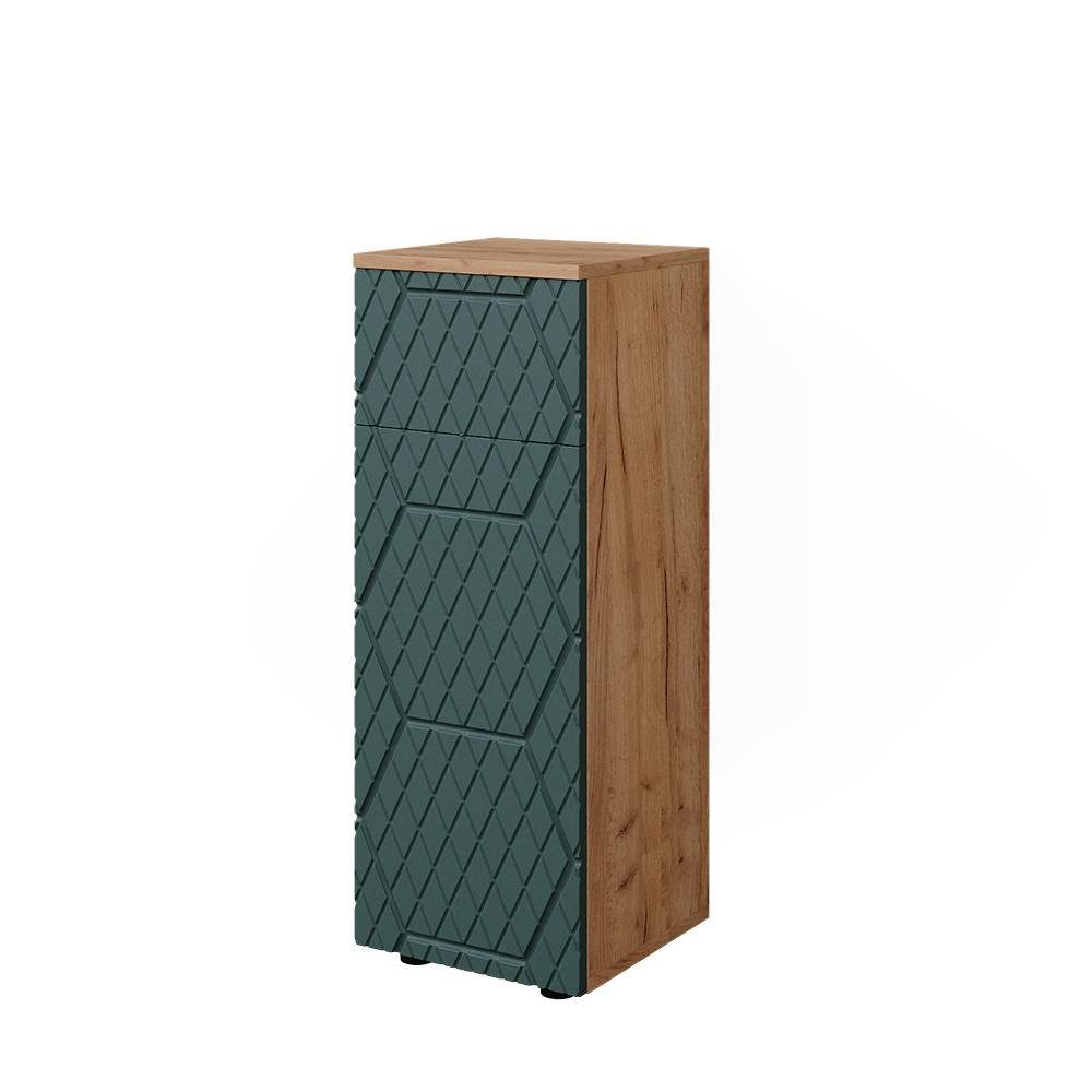 Vicco Midischrank Irma, Goldkraft Eiche/Grün, 30 x 81 cm mit 1 Schublade, 2 Fächer,... (1-St)