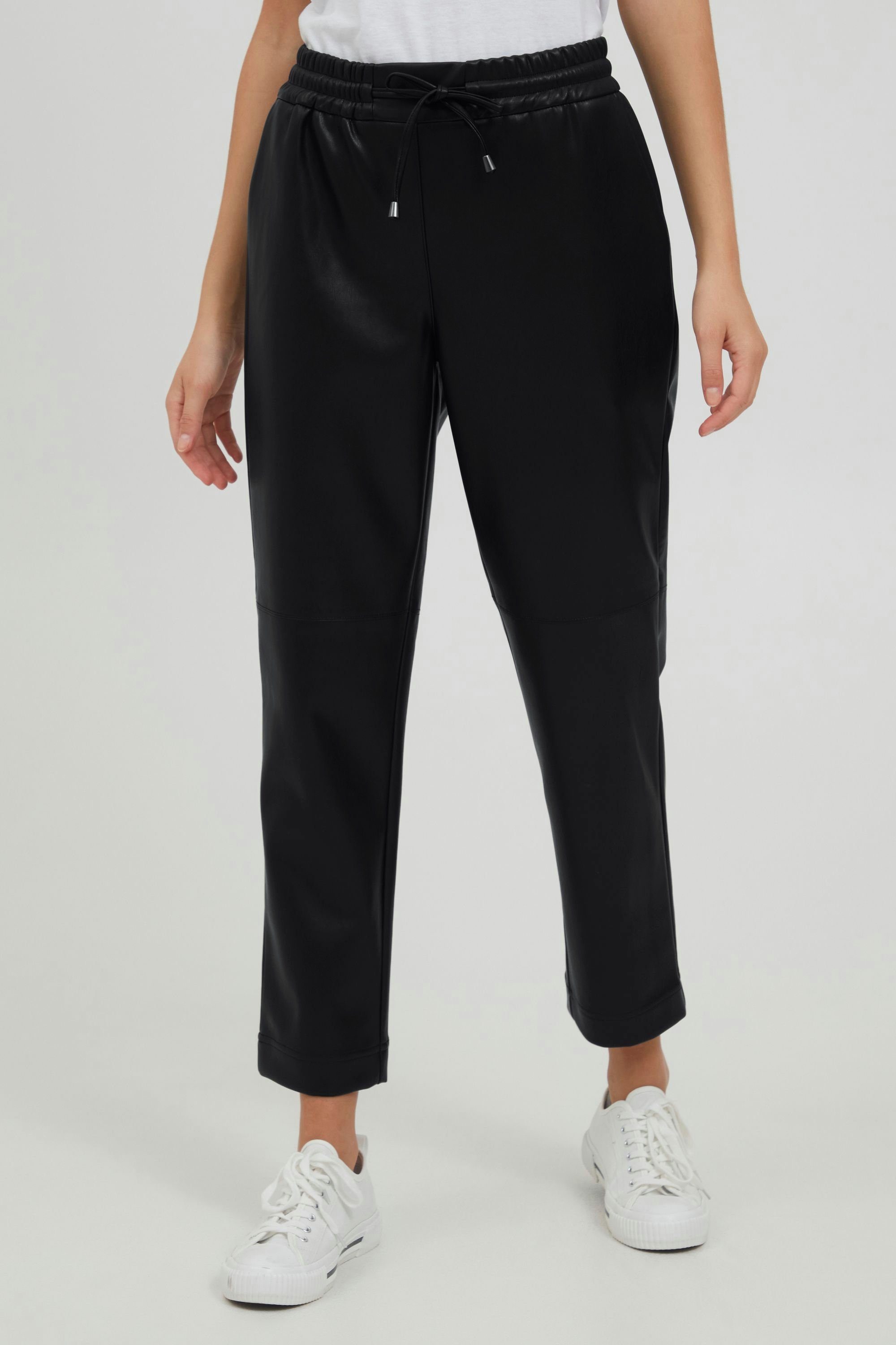 Black Kunstleder Jogginghose OXPaulia Hose OXMO Damen (194007) /Joggpants