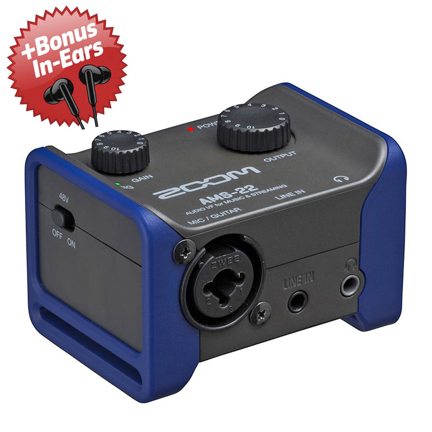 Zoom Audio Zoom AMS-22 Audio-Interface + Bonus In-Ear Kopfhörer Digitales Aufnahmegerät (Audio-Interface)