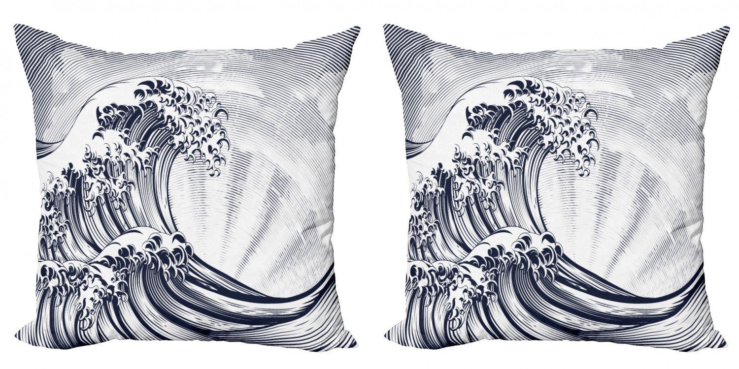 Modern Kissenbezüge Oriental Doppelseitiger Waves (2 Abakuhaus Hokusai Digitaldruck, Stück), Japanese Accent