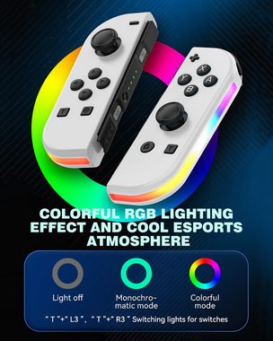 Zeitlosigkeit Kabellos Gamecontroller mit RGB-LED einstellbarer Turbo 6-Achsen-Gyro Nintendo-Controller (Geeignet für Nintendo Switch/OLED/LITE, TURBO-Funktion)