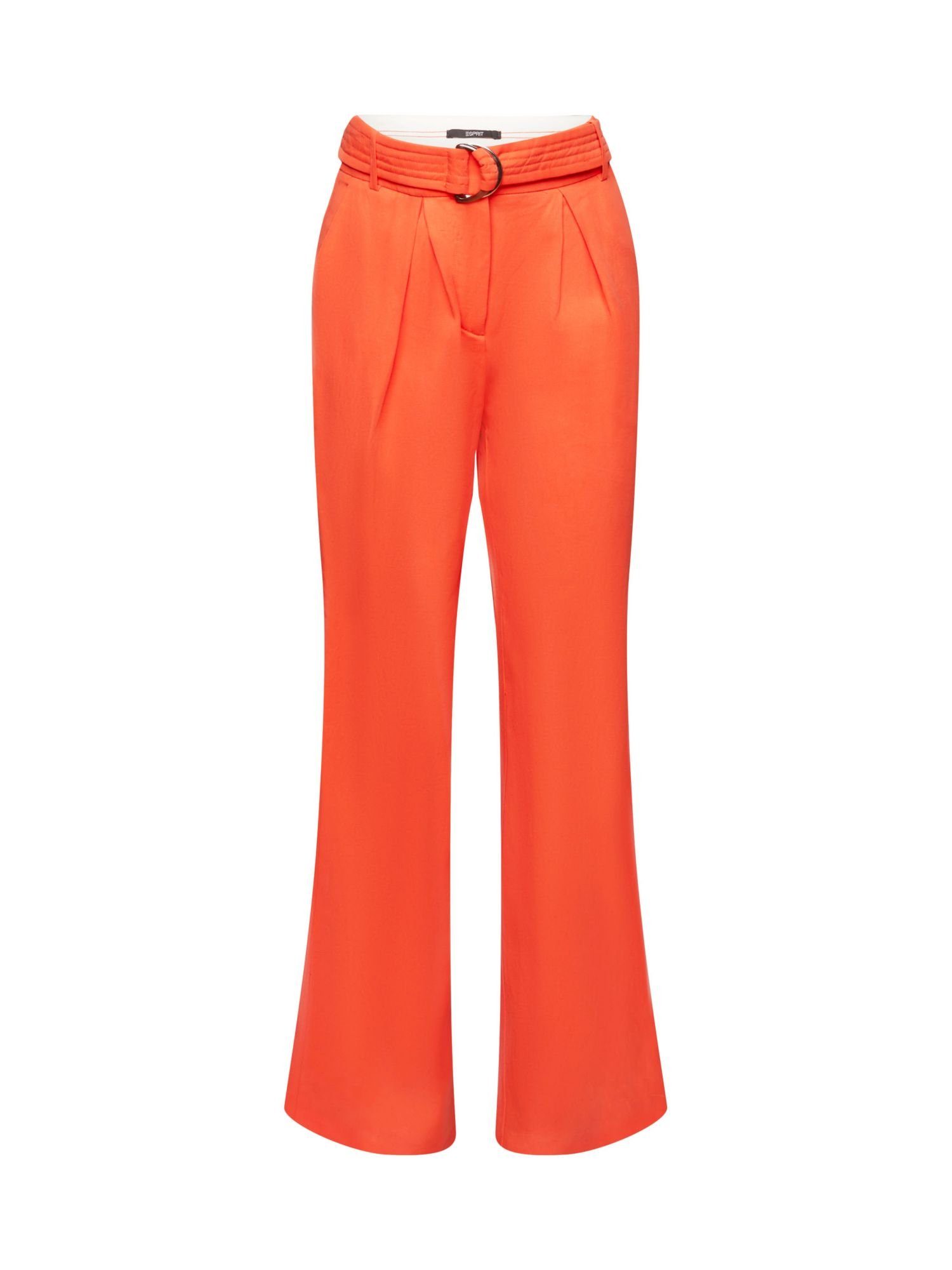 Esprit Collection Stoffhose Leinenmix-Hose mit hohem Bund und Gürtel ORANGE RED