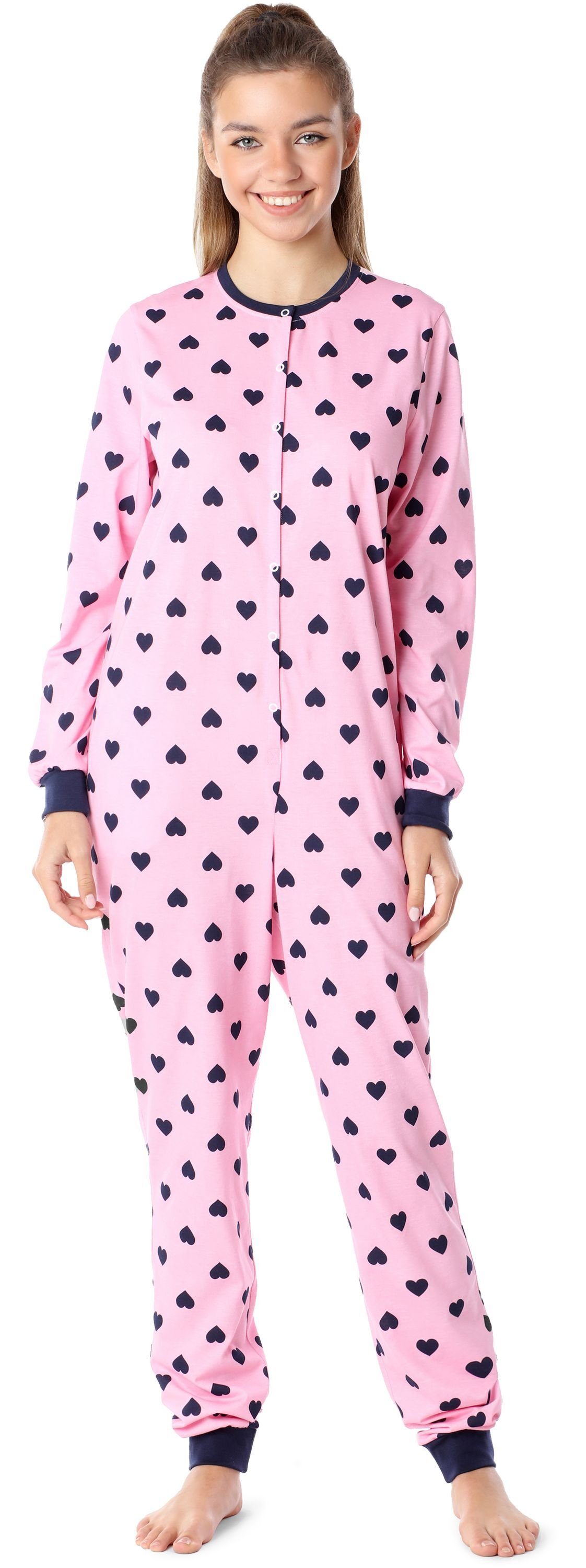 Merry Style Schlafanzug Mädchen Jugend Schlafanzug Schlafoverall MS10-335 Rosa/Dunkelblau Herzen | Pyjamas