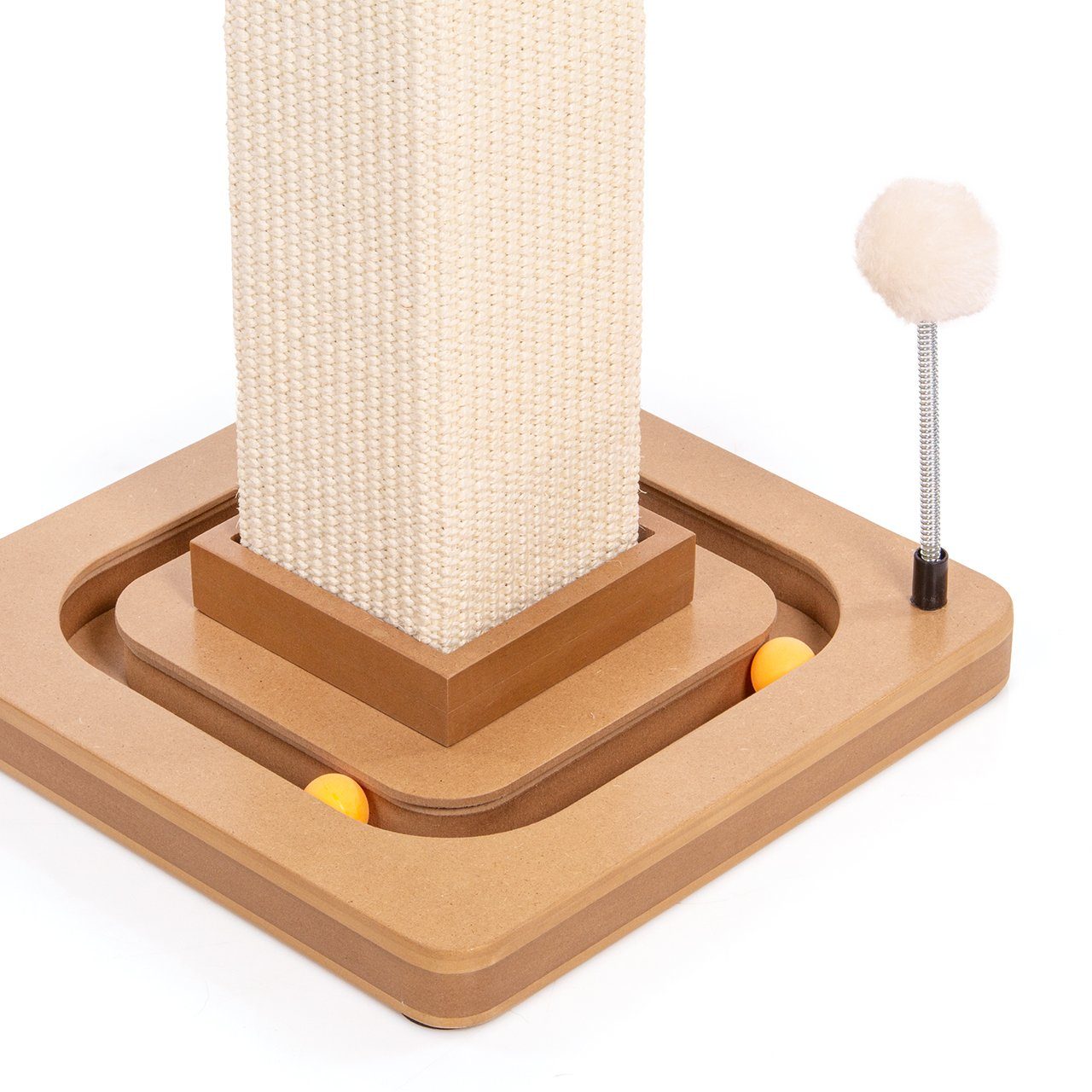 Canadian Cat Company Kratzsäule Kratzstamm Karlo, Kratzstamm (14 cm) mit Spielschiene, ca. 33 x 33 x 67 cm