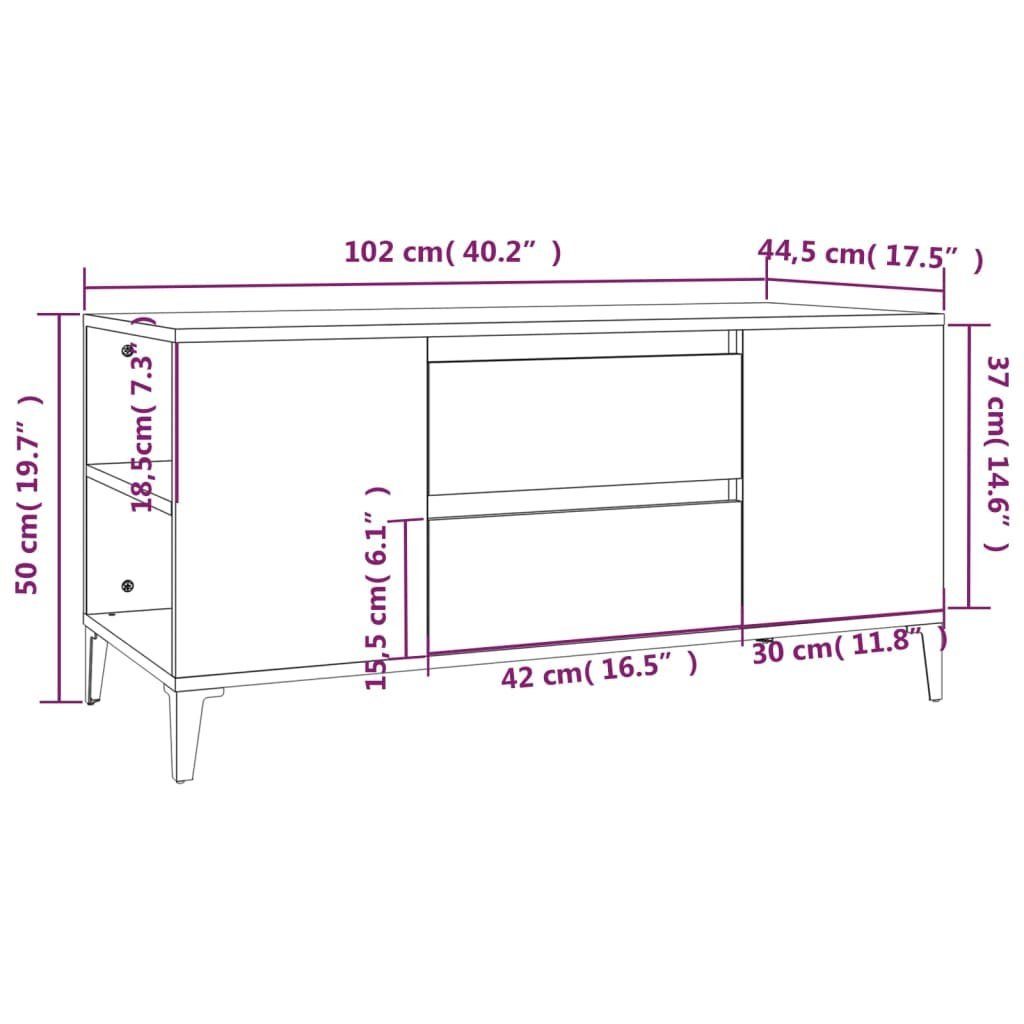 furnicato cm TV-Schrank 102x44,5x50 Holzwerkstoff Betongrau