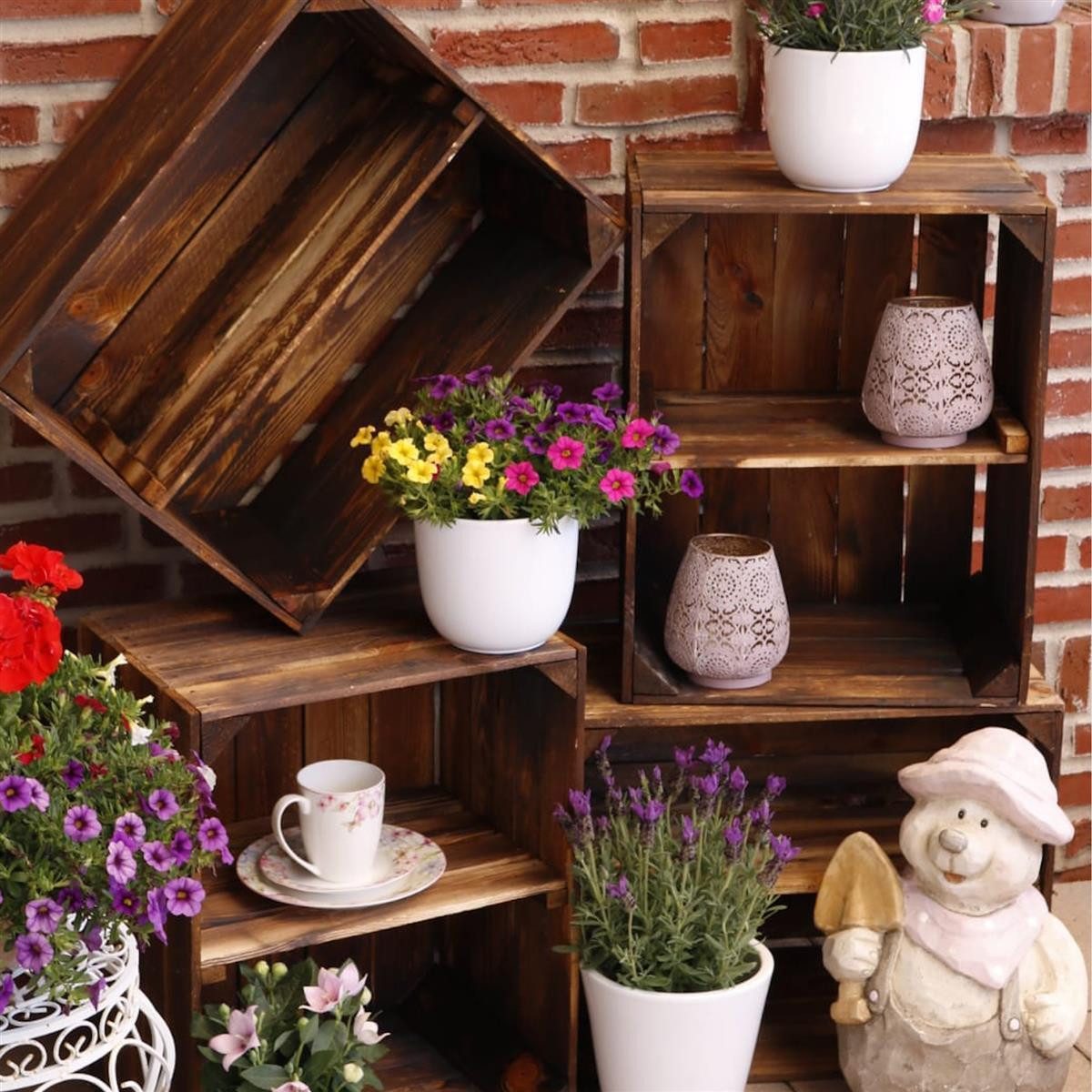 CHICCIE Holzkiste Regale Dunkel Geflammt 38x28x15cm - Kiste Box (3 St) günstig online kaufen