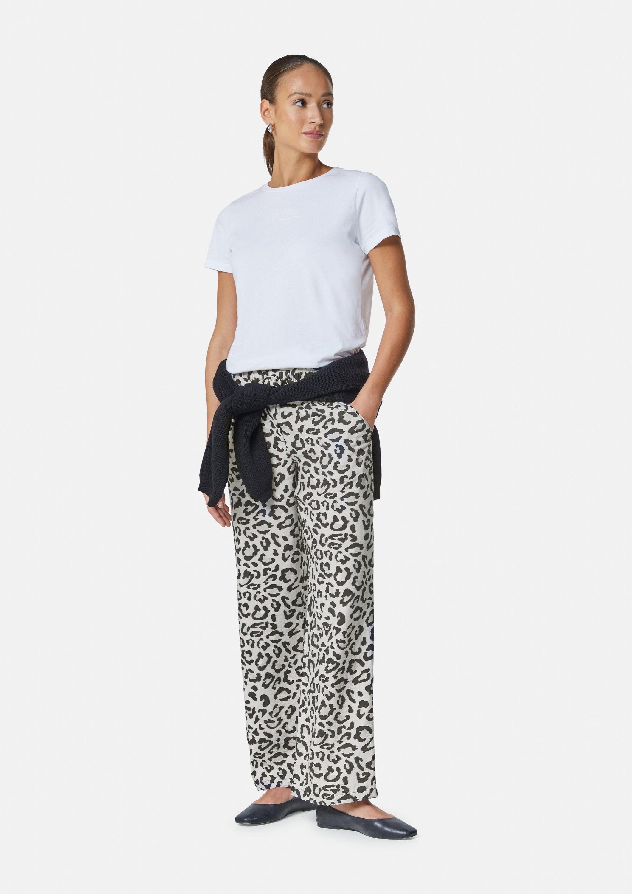 comma Chinos Hose Schlupfhose mit Bindedetail und Leo-Muster