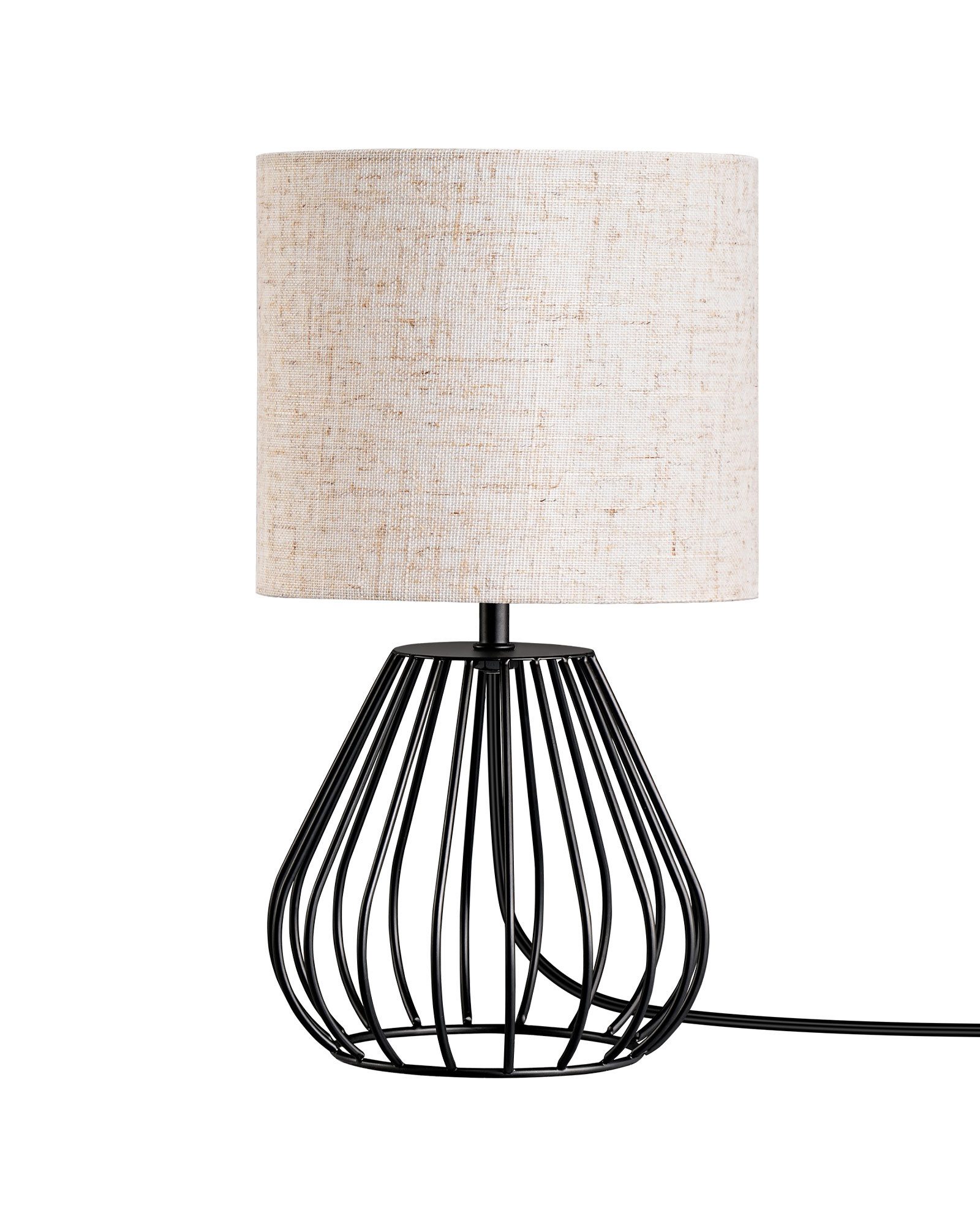 EDISHINE Nachttischlampe Dekolampe H29 cm mit Metallfuß, LED wechselbar, 27 günstig online kaufen