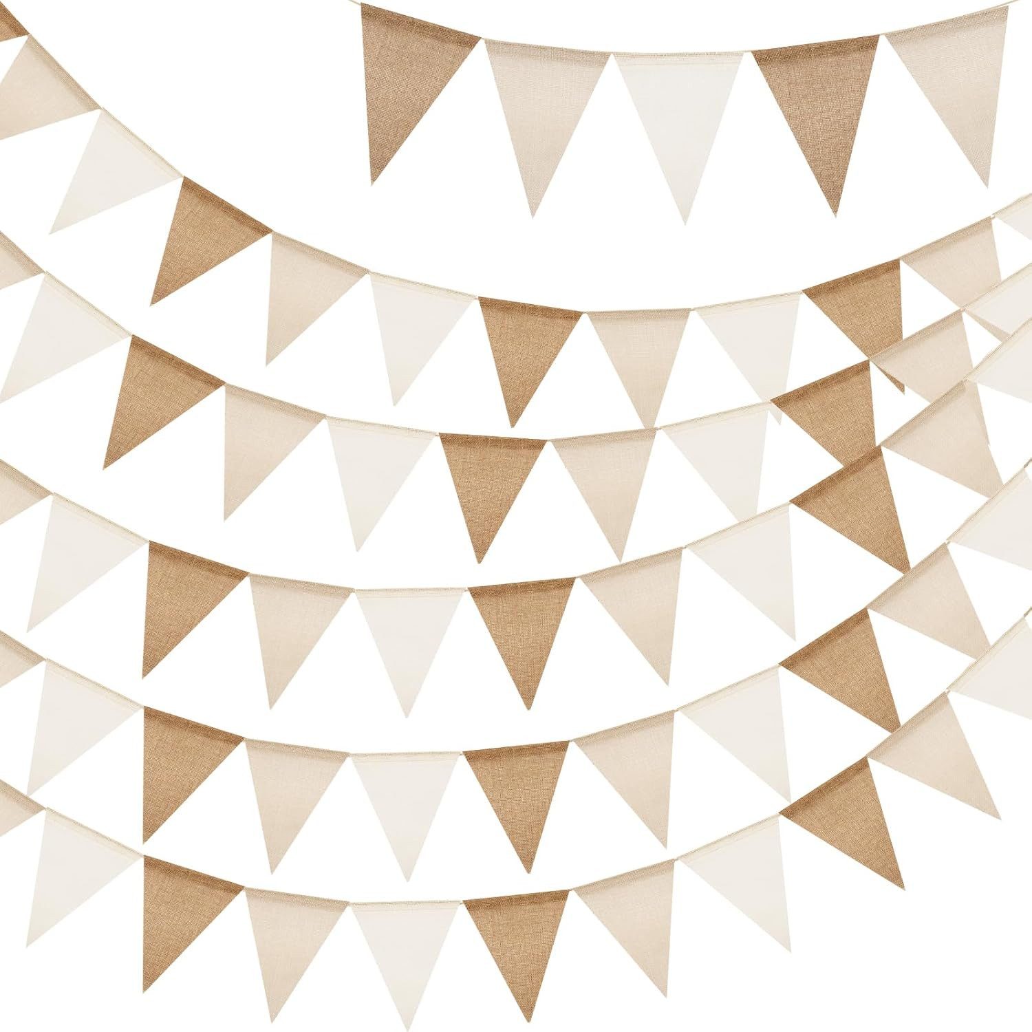 FELIXLEO Flagge 20M Wimpelkette Braun Beige Wetterfest 5 Stück Boho Girlande (1-St)