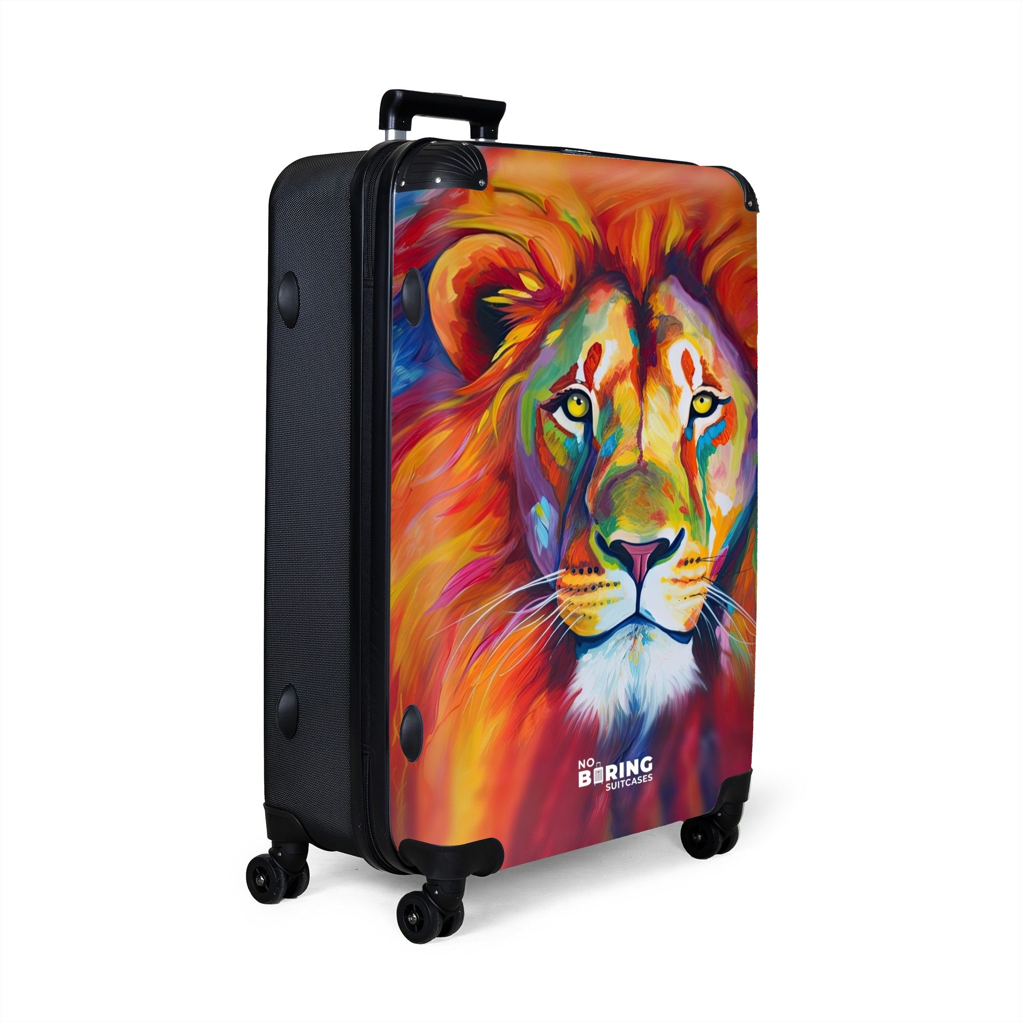 NoBoringSuitcases.com© Hartschalen-Trolley Bunter Löwe in Ölfarbe günstig online kaufen