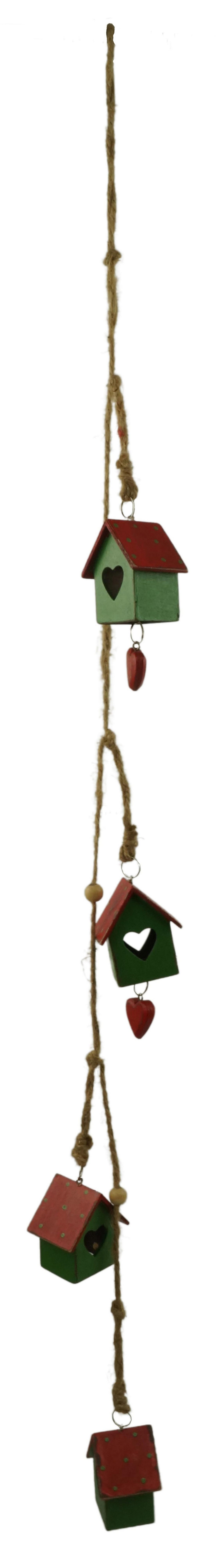 Denk Dekohänger Hänger Vogelhäuschen ca. 100 cm - Dekoration (1 St), Dekorativer Holzanhänger mit beweglichem Motiv für innen & außen