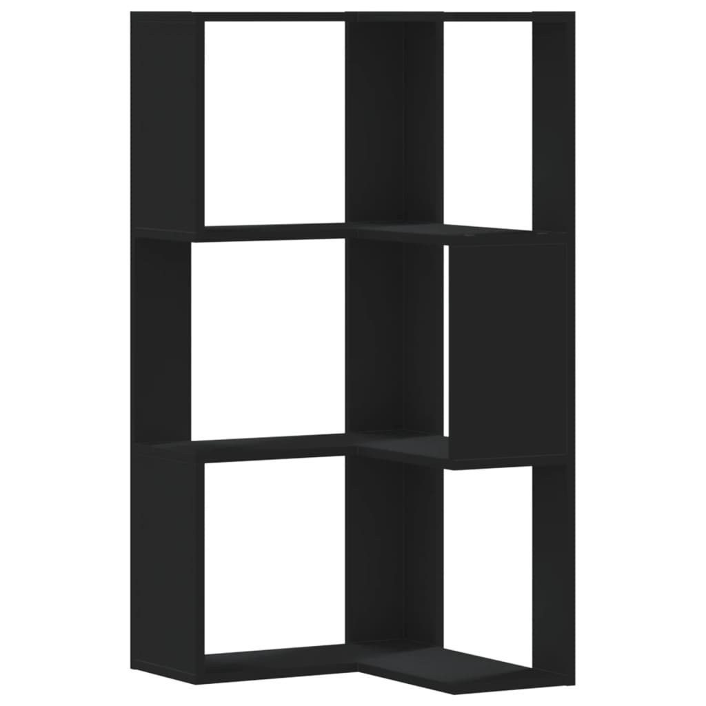 vidaXL Bücherregal Eck-Bücherregal 3 Böden Schwarz günstig online kaufen