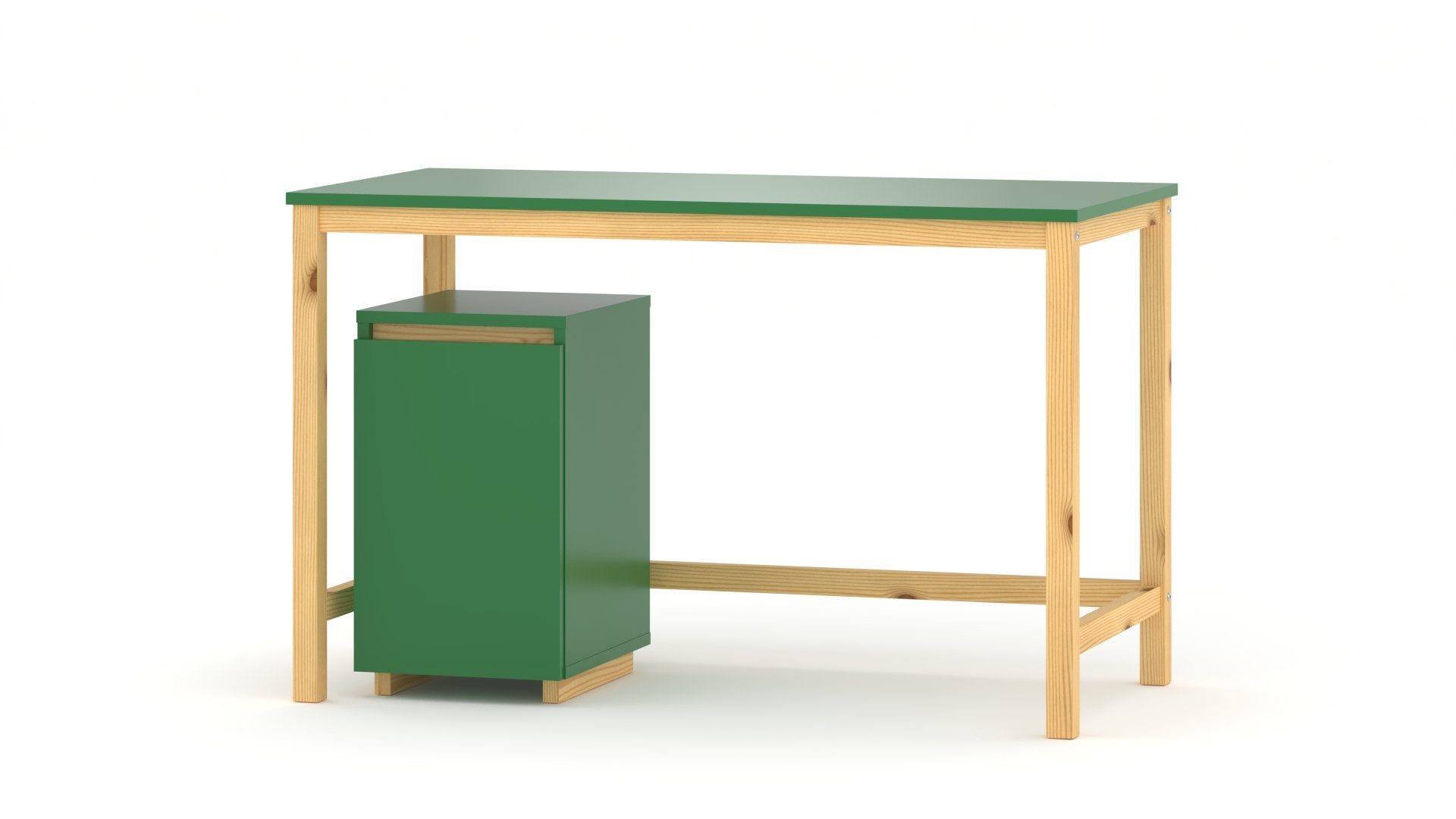 Siblo Schreibtisch Schreibtisch Elio mit Container und farbigen Beinen (Schreibtisch Elio mit Container und farbigen Beinen) Grün