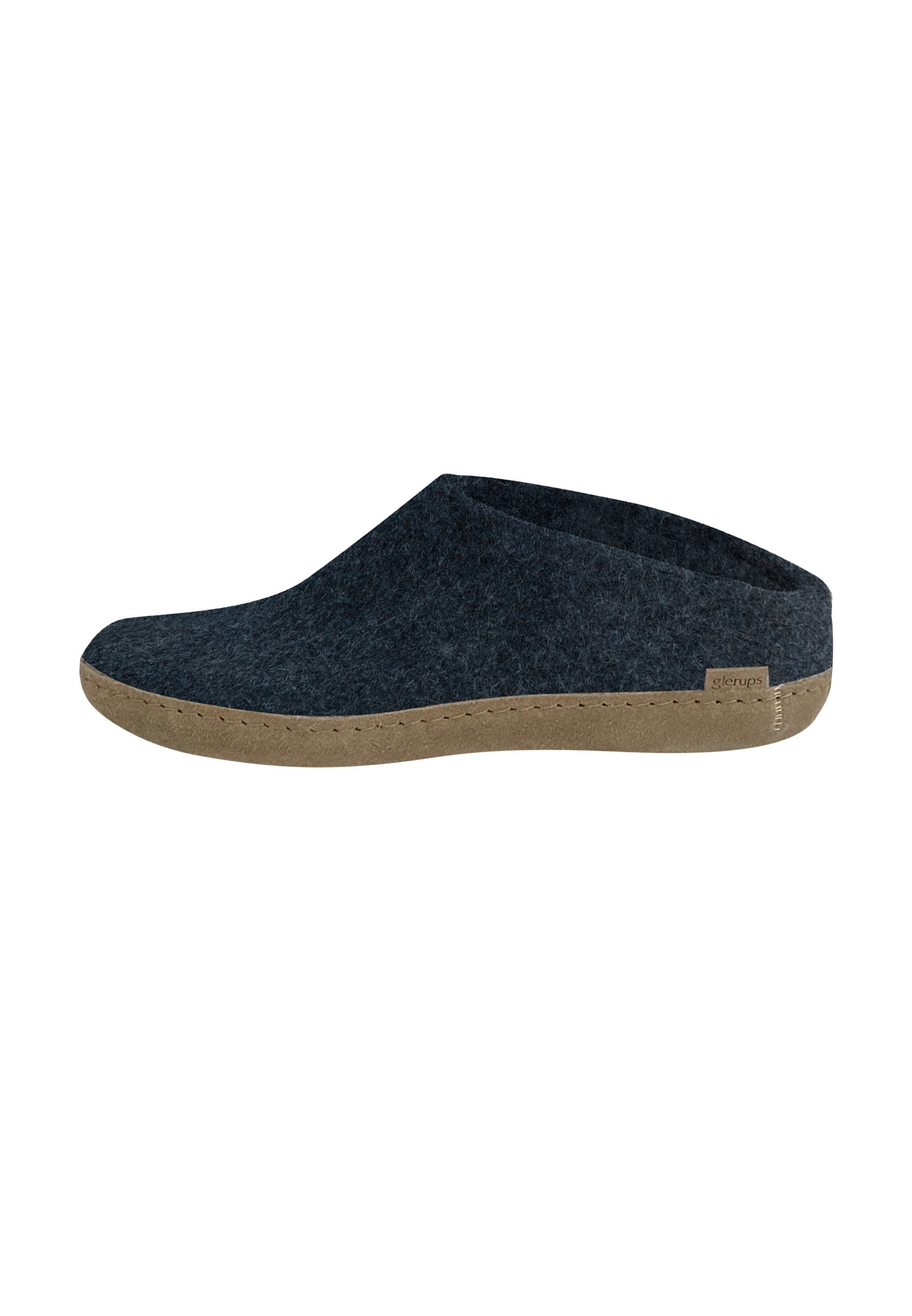 Pantoffel 100% Ledersohle Geruch vor reiner Naturwolle, Schützt glerups Pantoffeln Aus dk Denim -